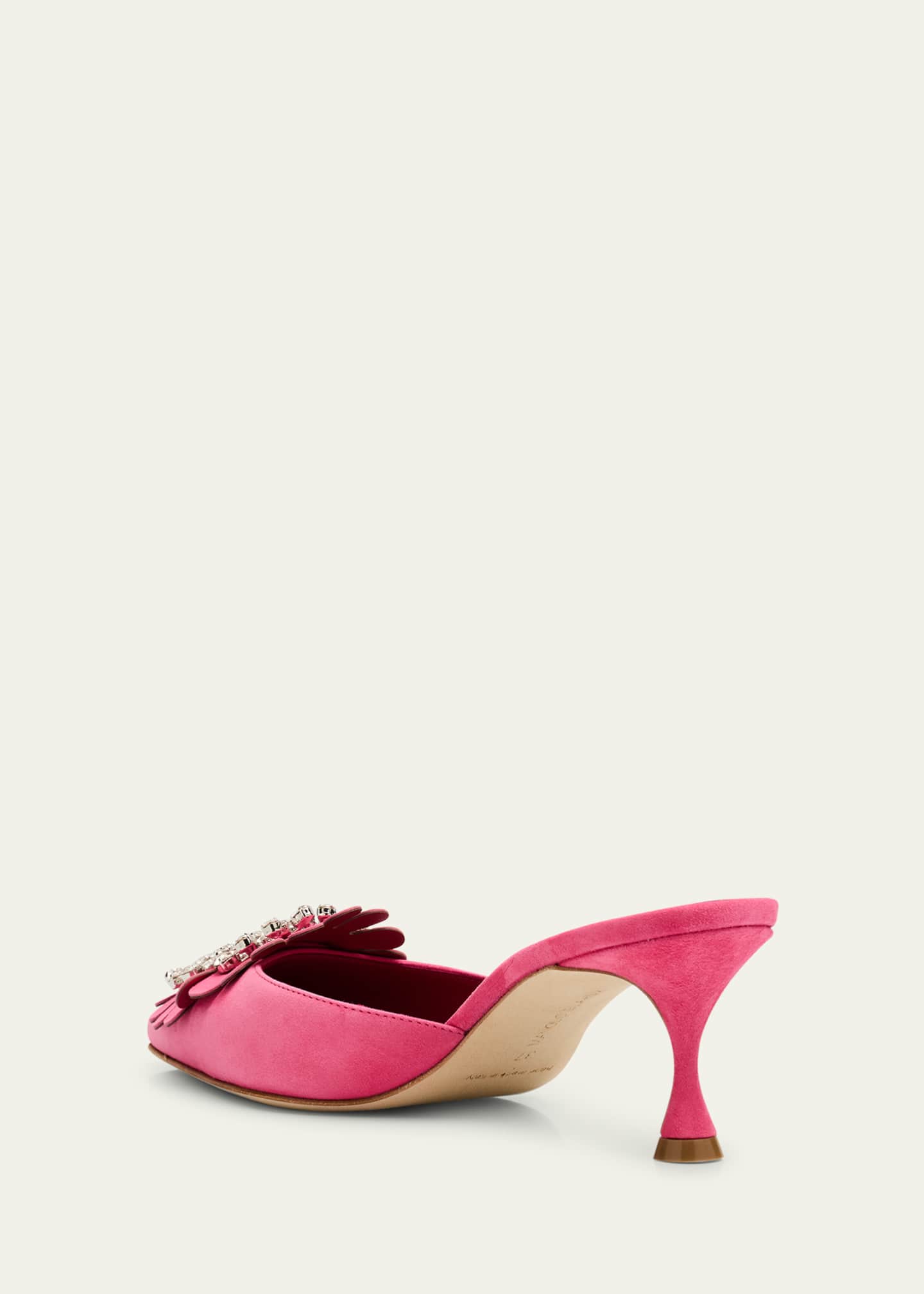 Manolo Blahnik Suede 50mm Crystal Buckle Mule Pumps Image 2 of 4