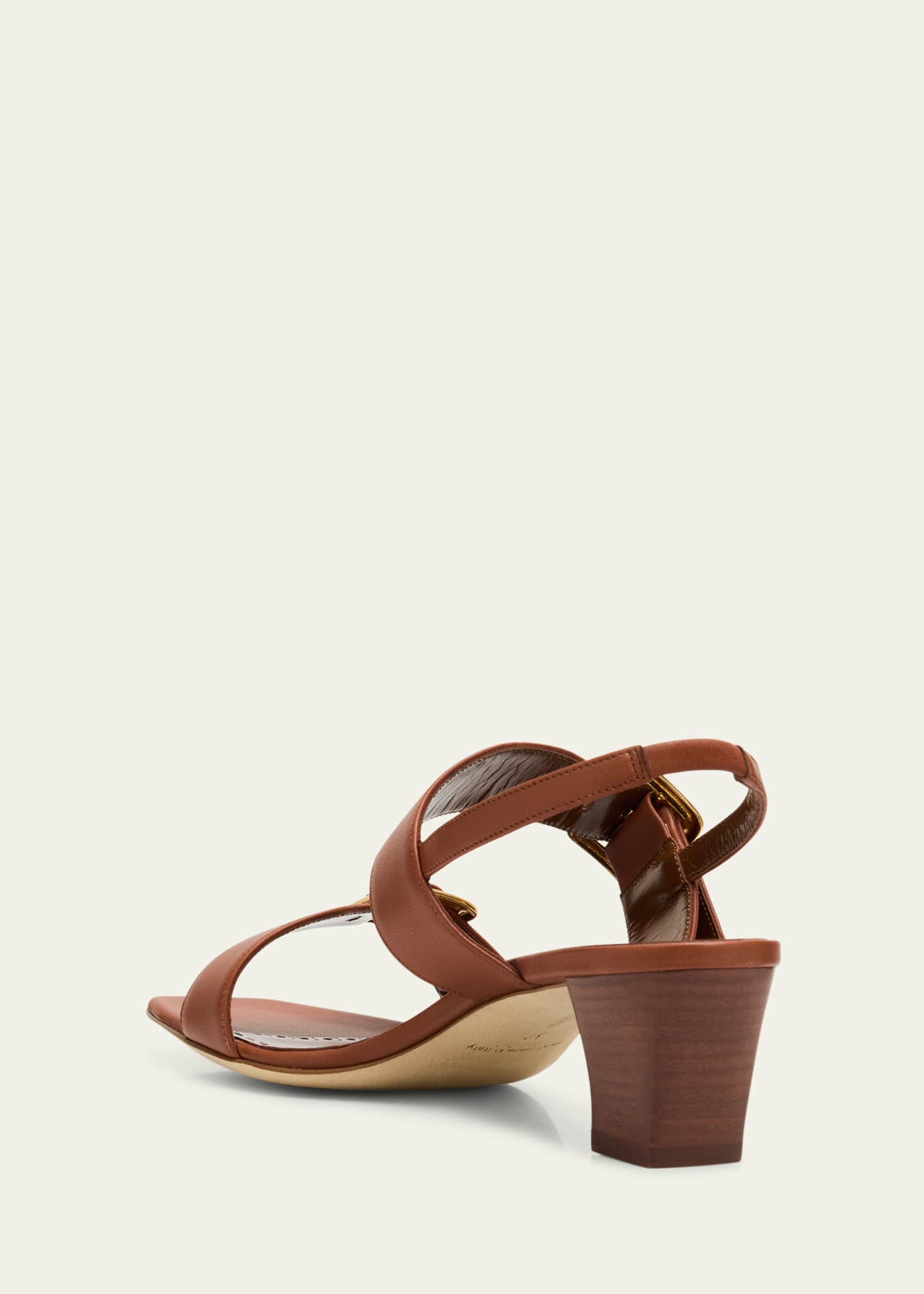 Manolo Blahnik Leather Dual-Buckle Slingback Sandals Image 2 of 4