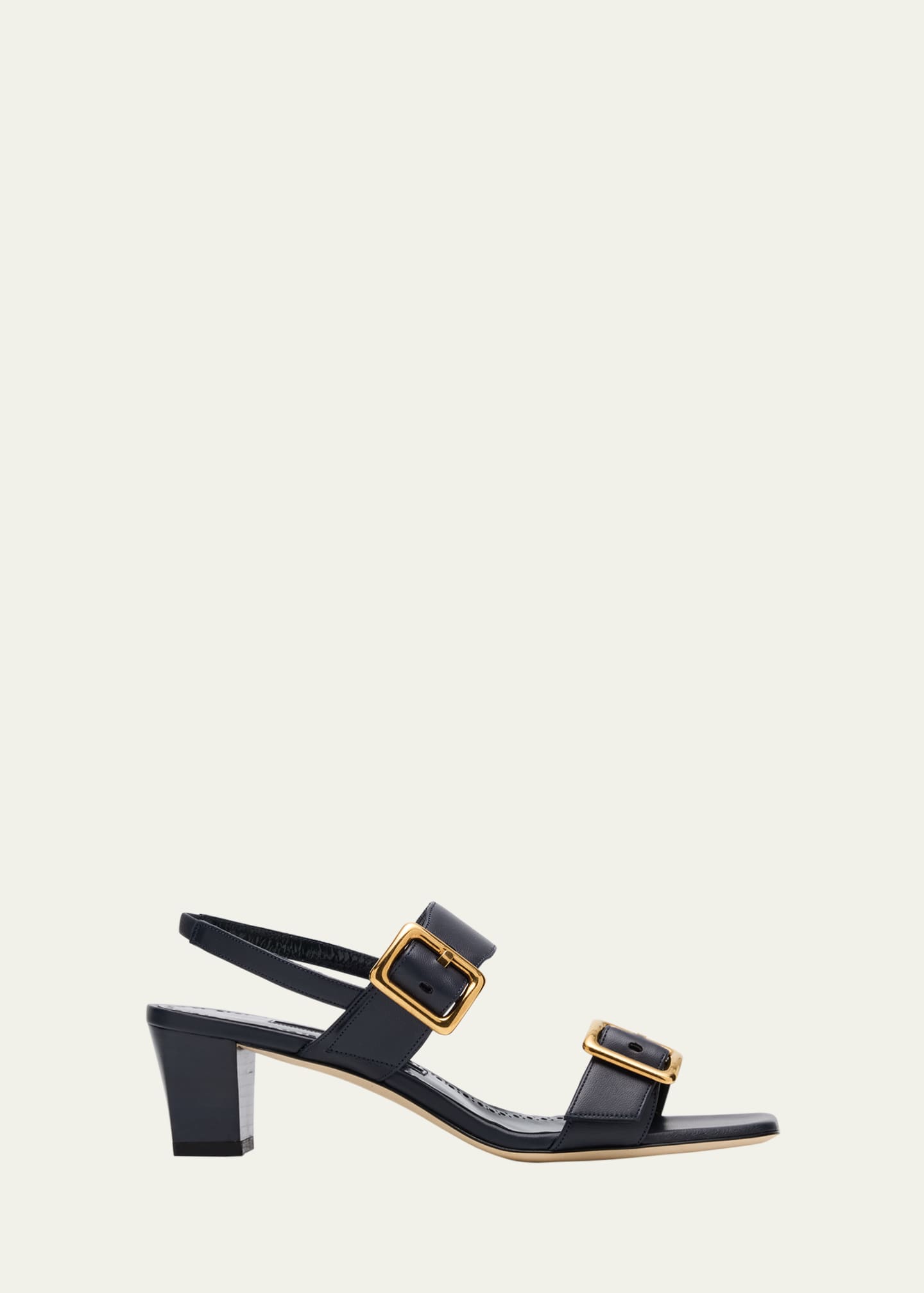 Manolo Blahnik Leather Dual-Buckle Slingback Sandals Image 1 of 4