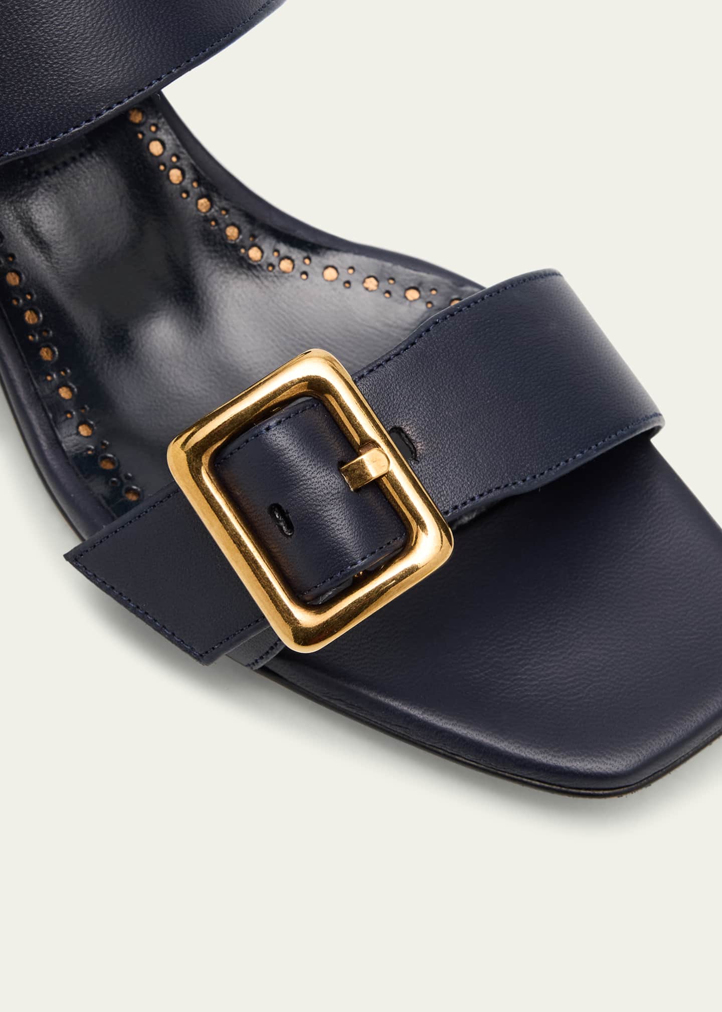 Manolo Blahnik Leather Dual-Buckle Slingback Sandals Image 3 of 4