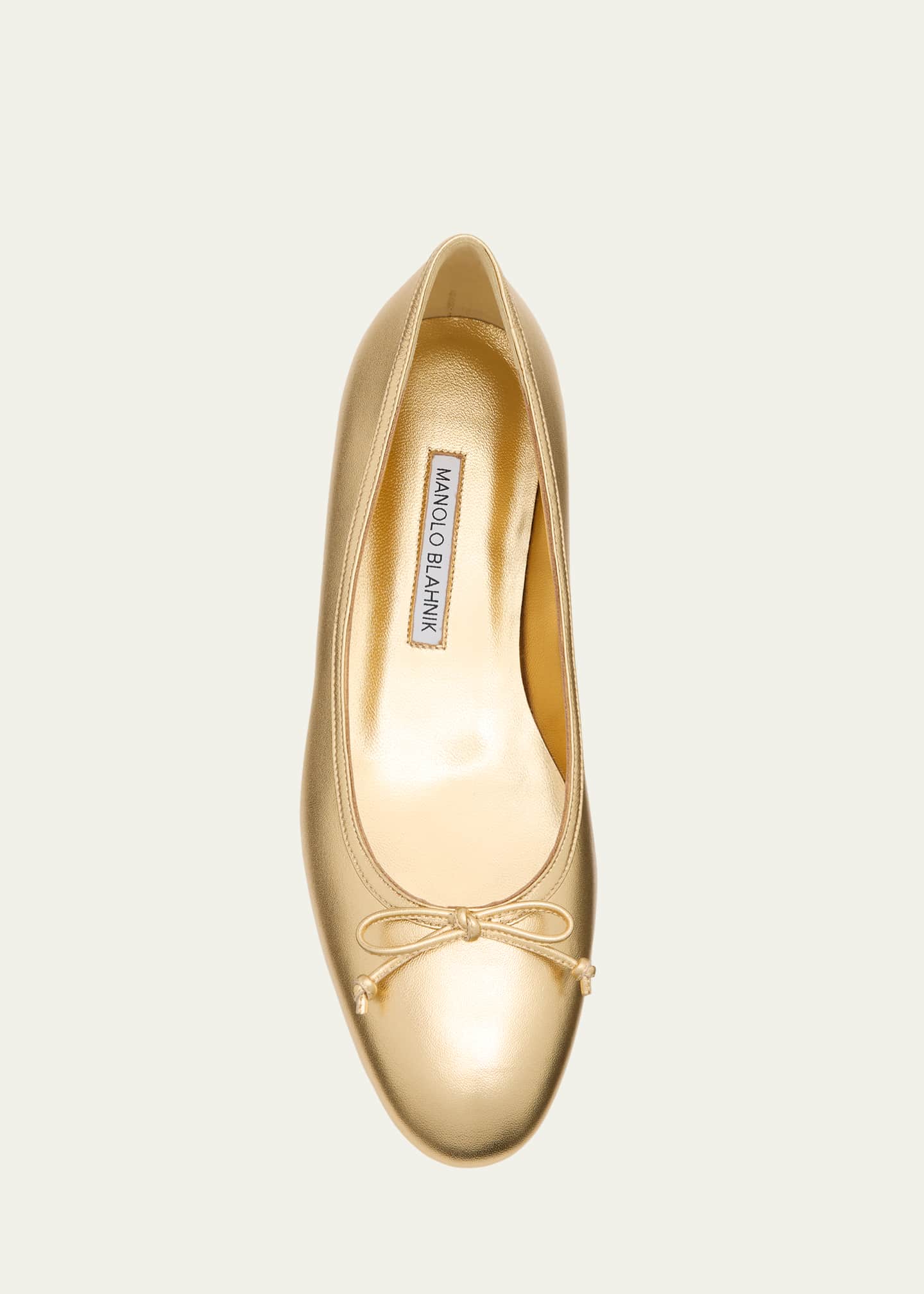 Manolo Blahnik Veralli Metallic Bow Ballerina Flats Image 4 of 4