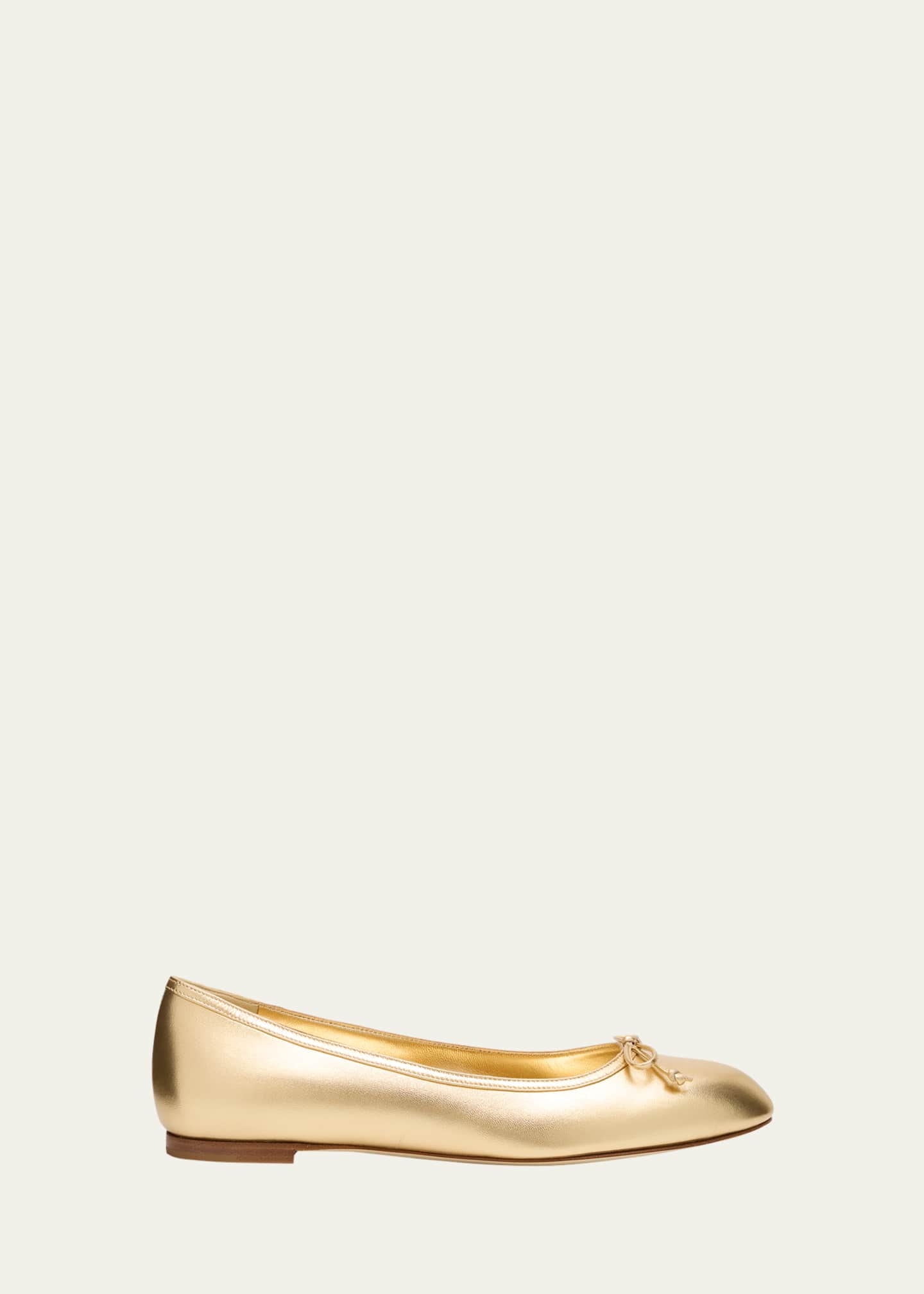Manolo Blahnik Veralli Metallic Bow Ballerina Flats Image 1 of 4