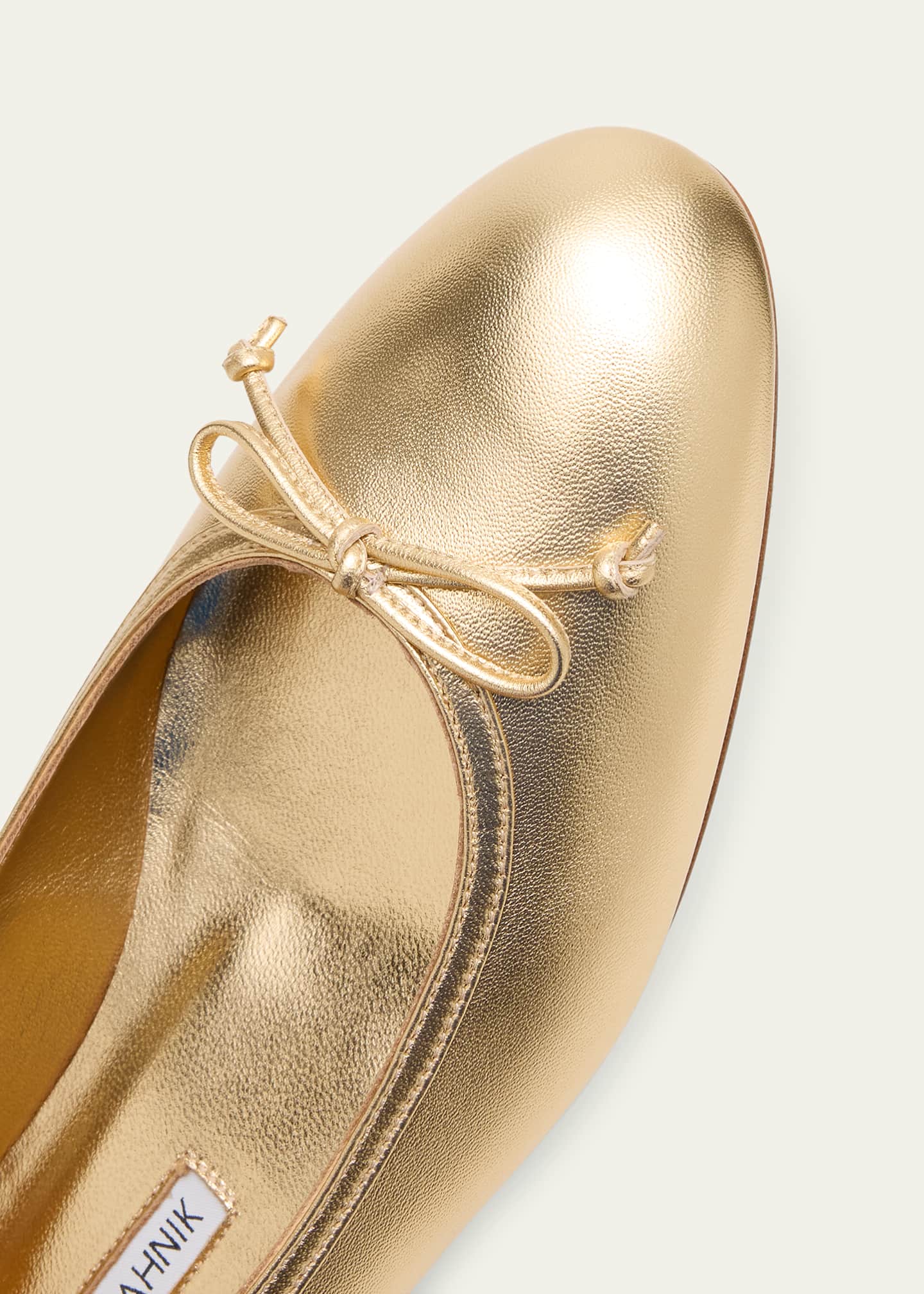 Manolo Blahnik Veralli Metallic Bow Ballerina Flats Image 3 of 4