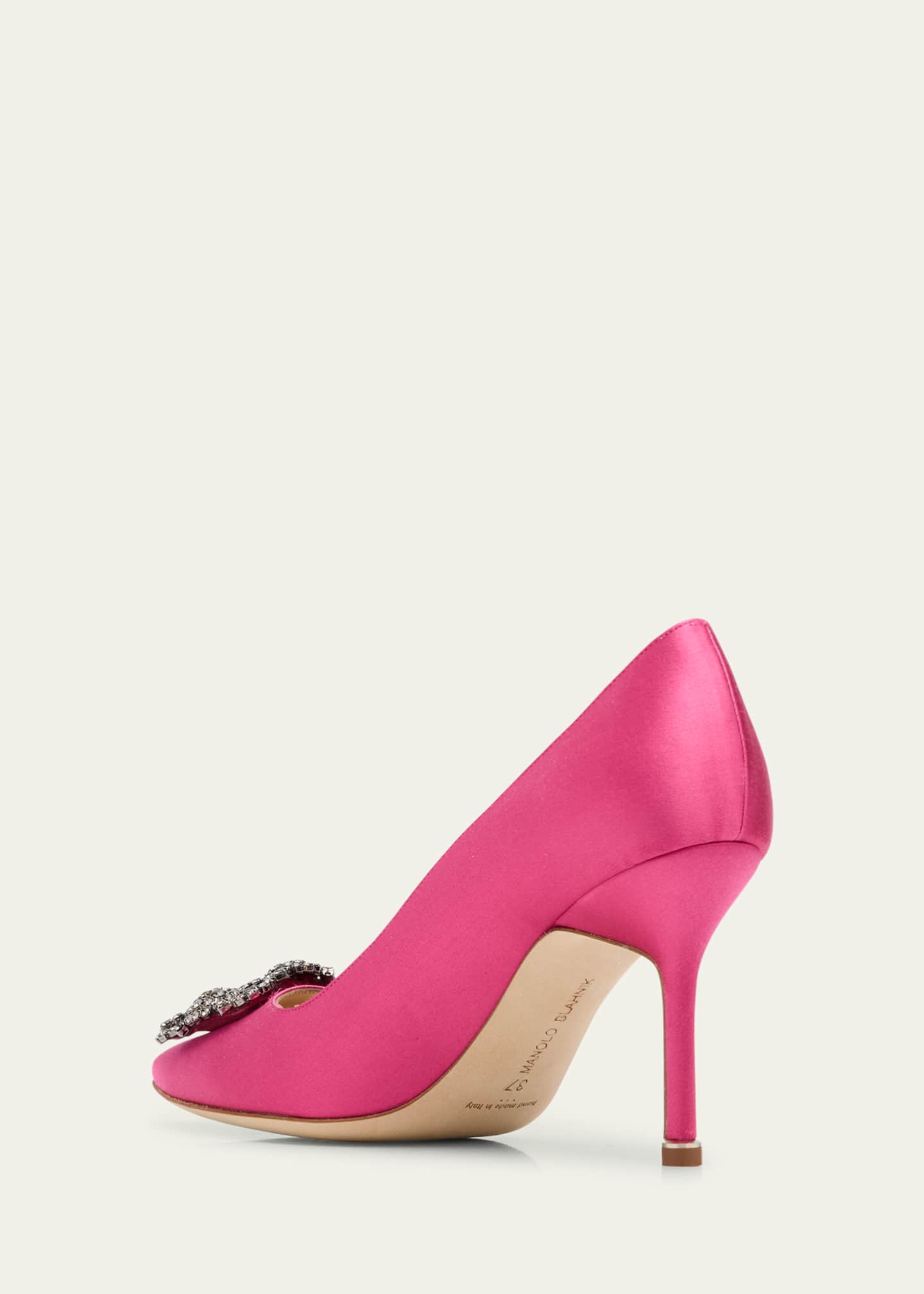 Manolo Blahnik Hangisi 90mm Satin Crystal Buckle Pumps Image 2 of 4