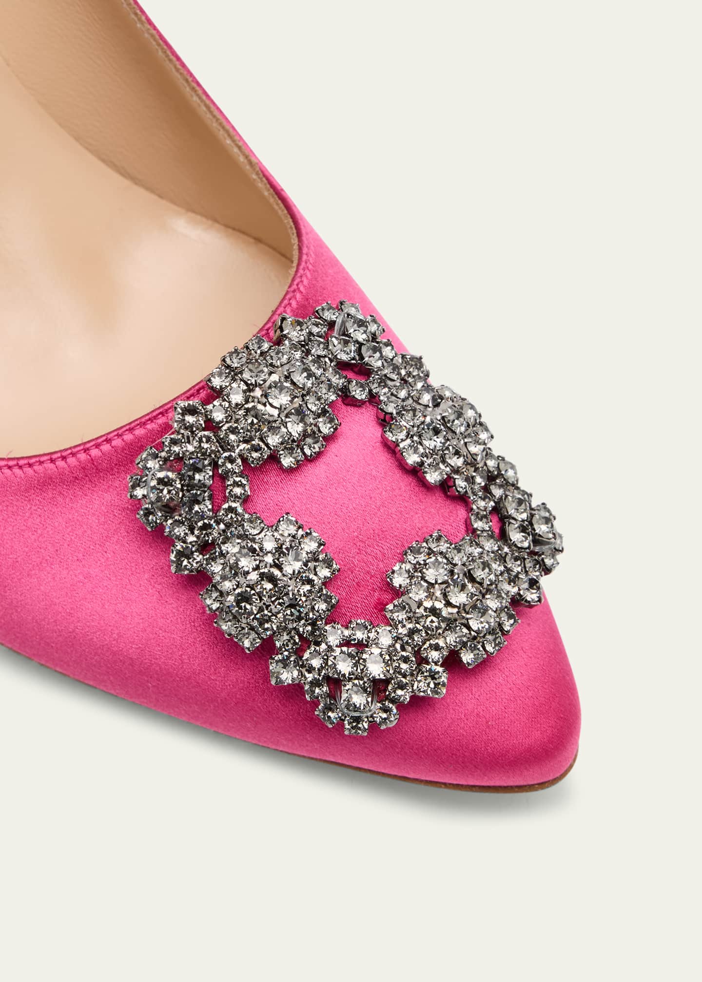Manolo Blahnik Hangisi 90mm Satin Crystal Buckle Pumps Image 3 of 4