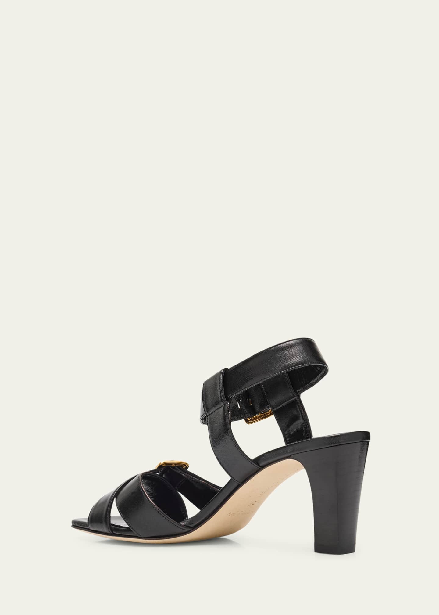 Manolo Blahnik Shbealo Leather Crisscross Buckle Sandals Image 2 of 4