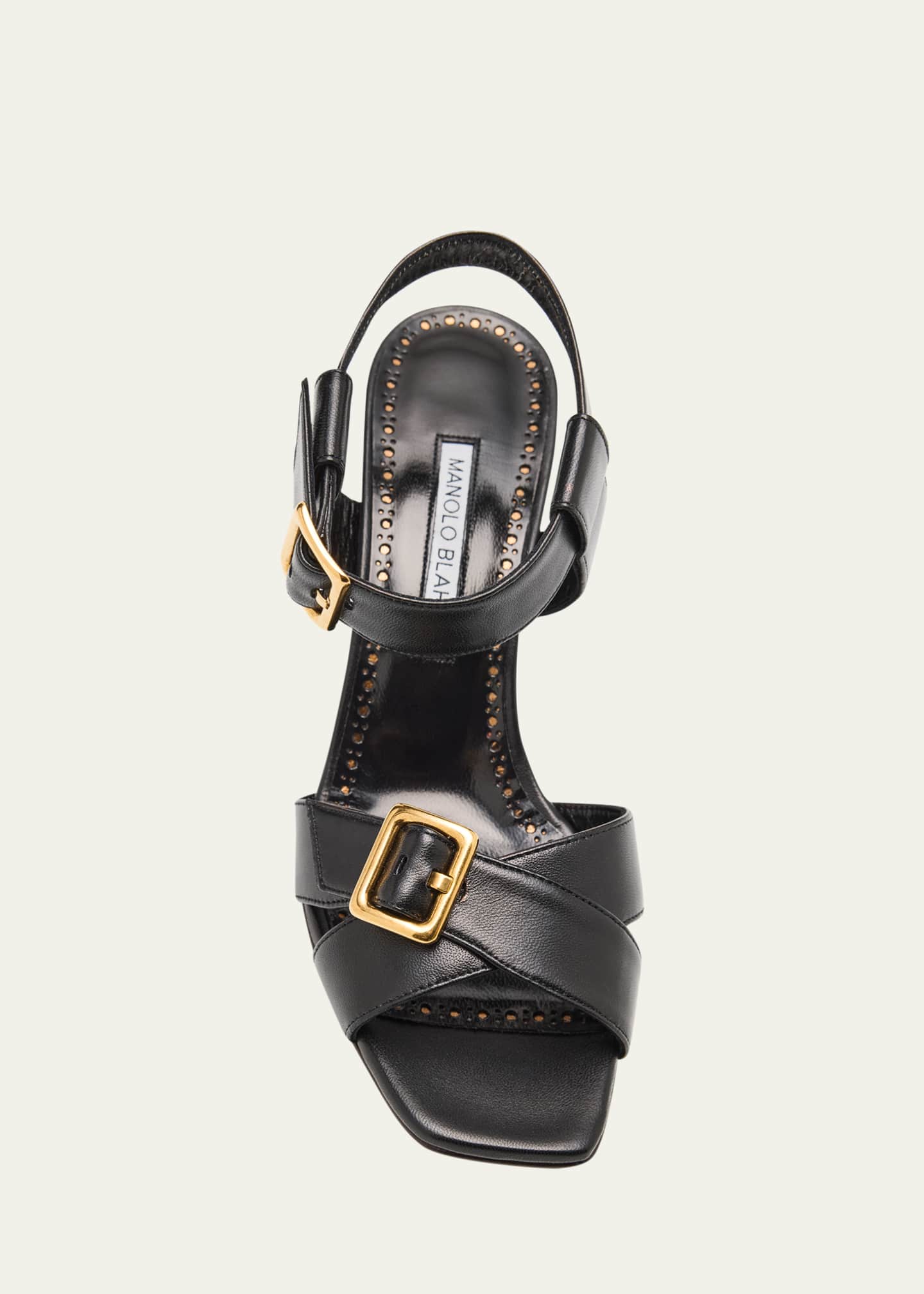Manolo Blahnik Shbealo Leather Crisscross Buckle Sandals Image 4 of 4
