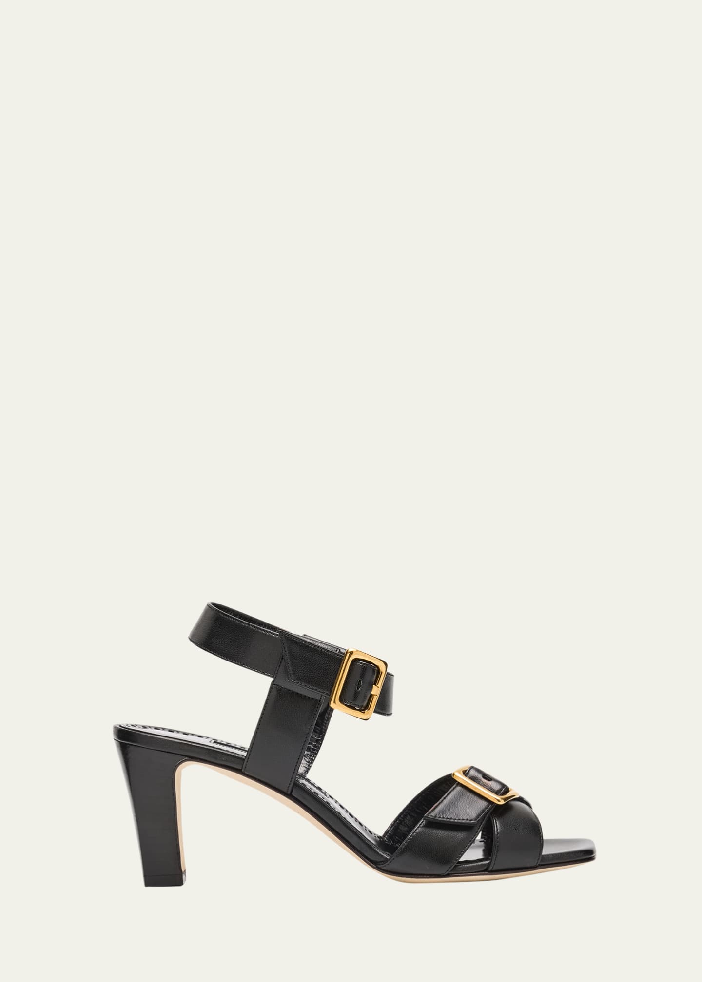 Manolo Blahnik Shbealo Leather Crisscross Buckle Sandals Image 1 of 4