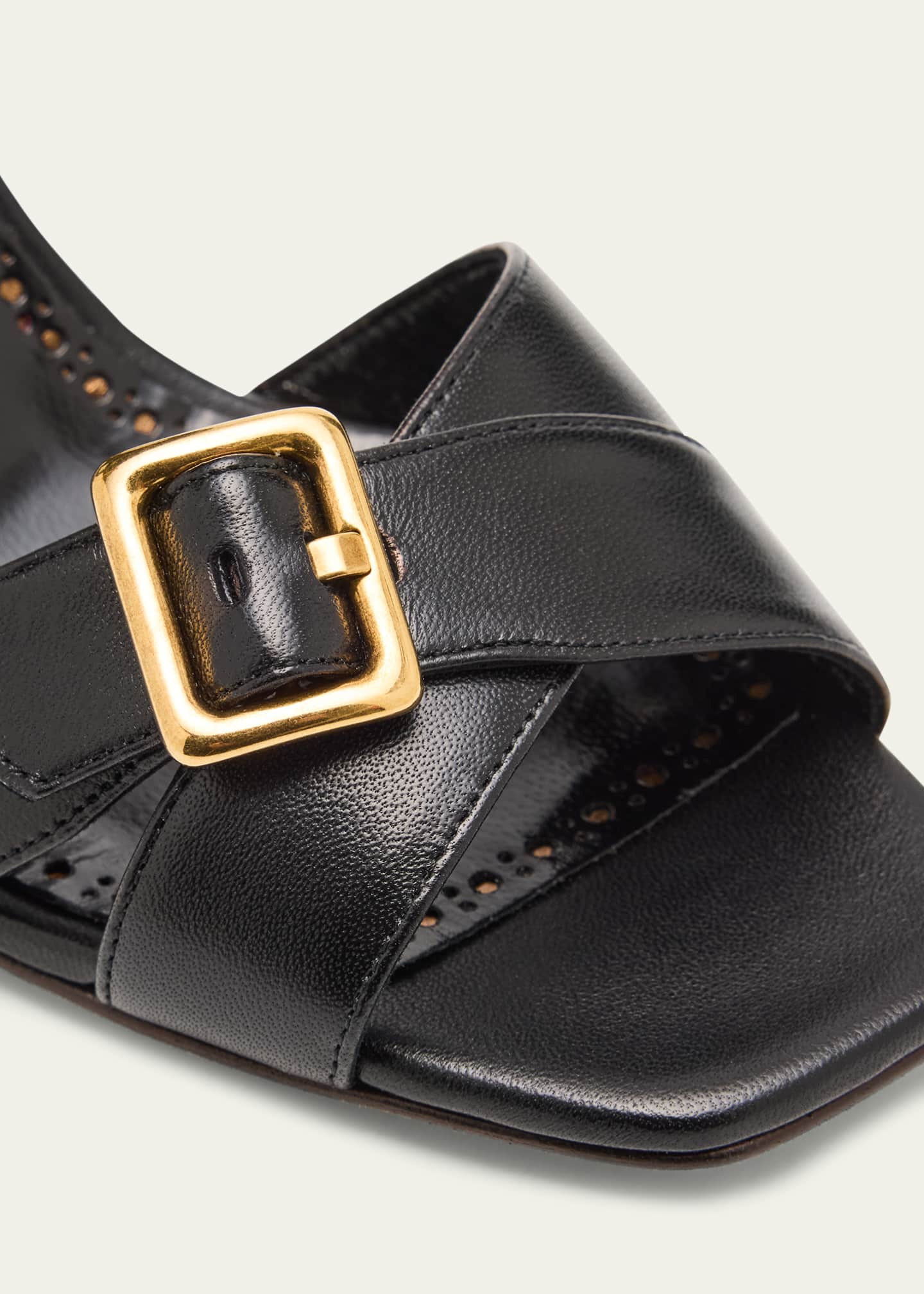 Manolo Blahnik Shbealo Leather Crisscross Buckle Sandals Image 3 of 4