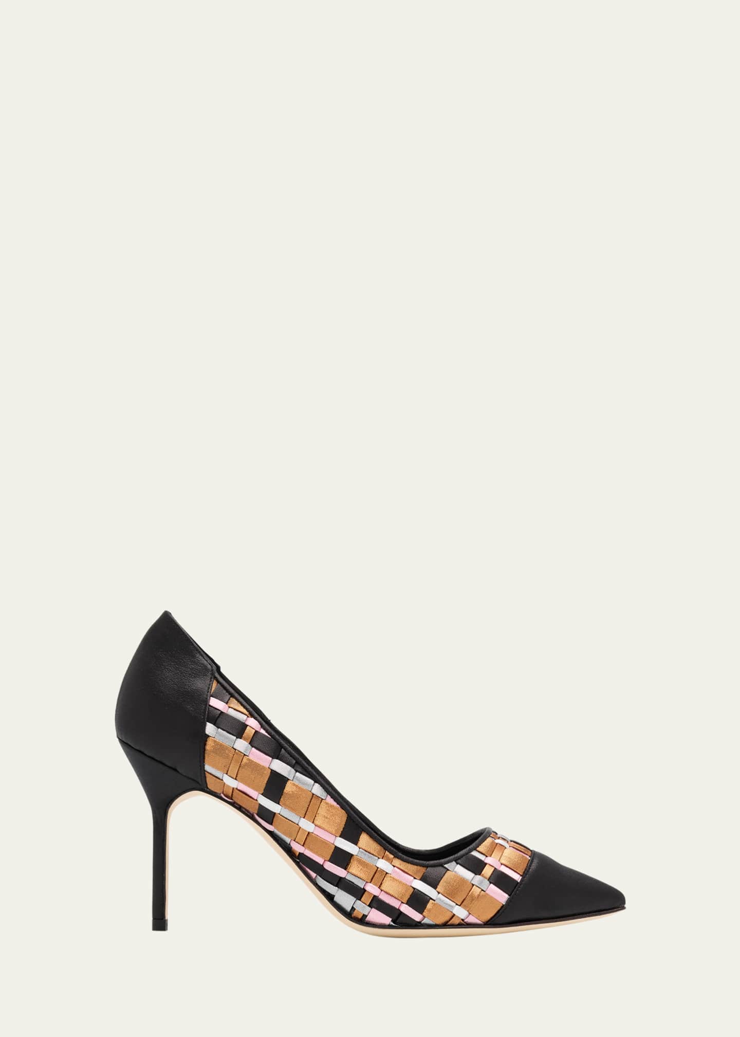 Capcour Basketweave Cap-Toe Pumps