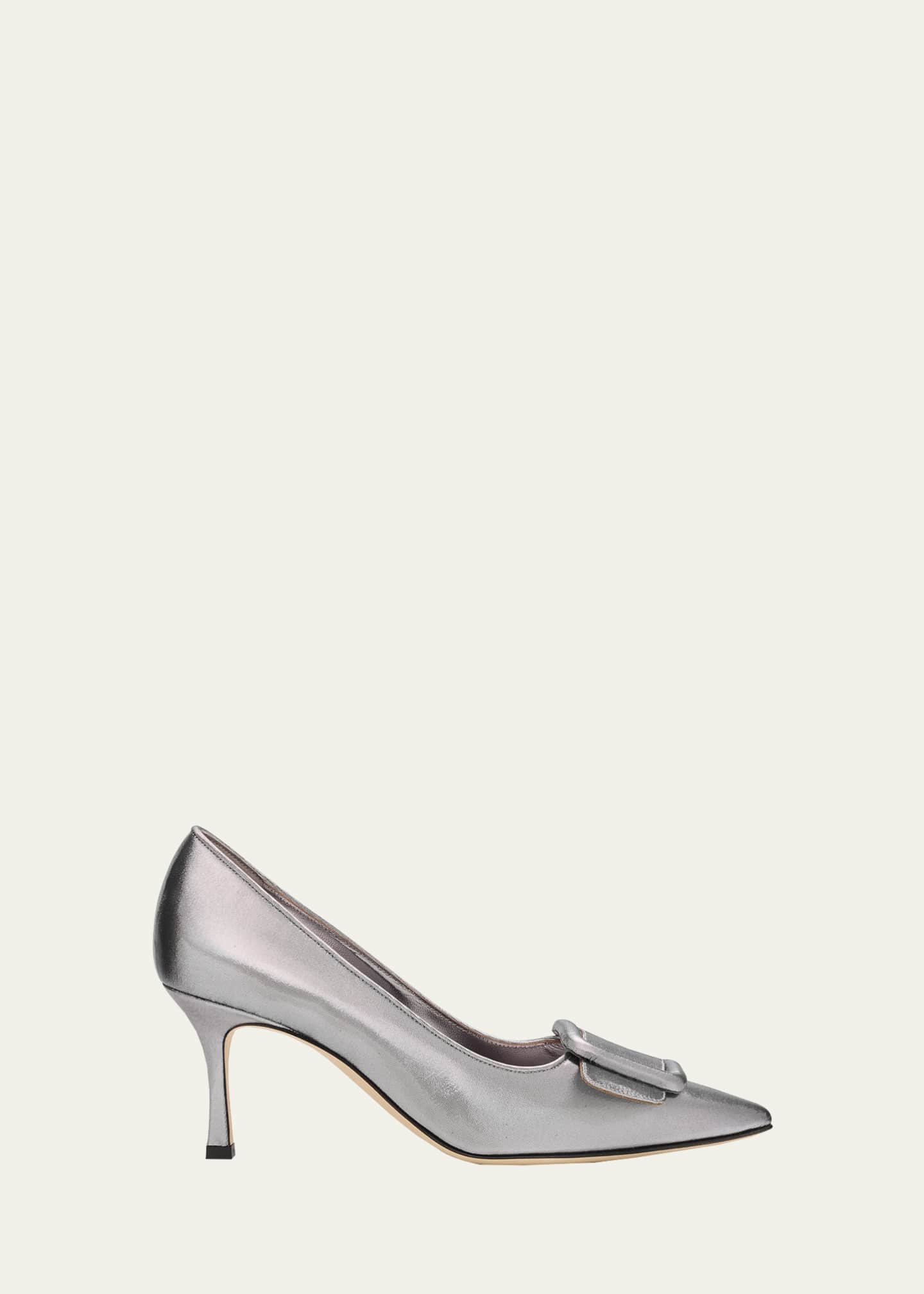 Manolo Blahnik Maysale 70mm Silky Buckle Pumps Image 1 of 4