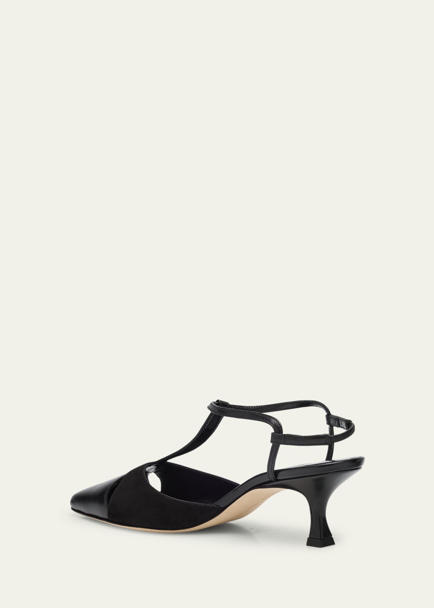 Manolo Blahnik Mixed Leather T-Strap Pumps Image 2 of 4