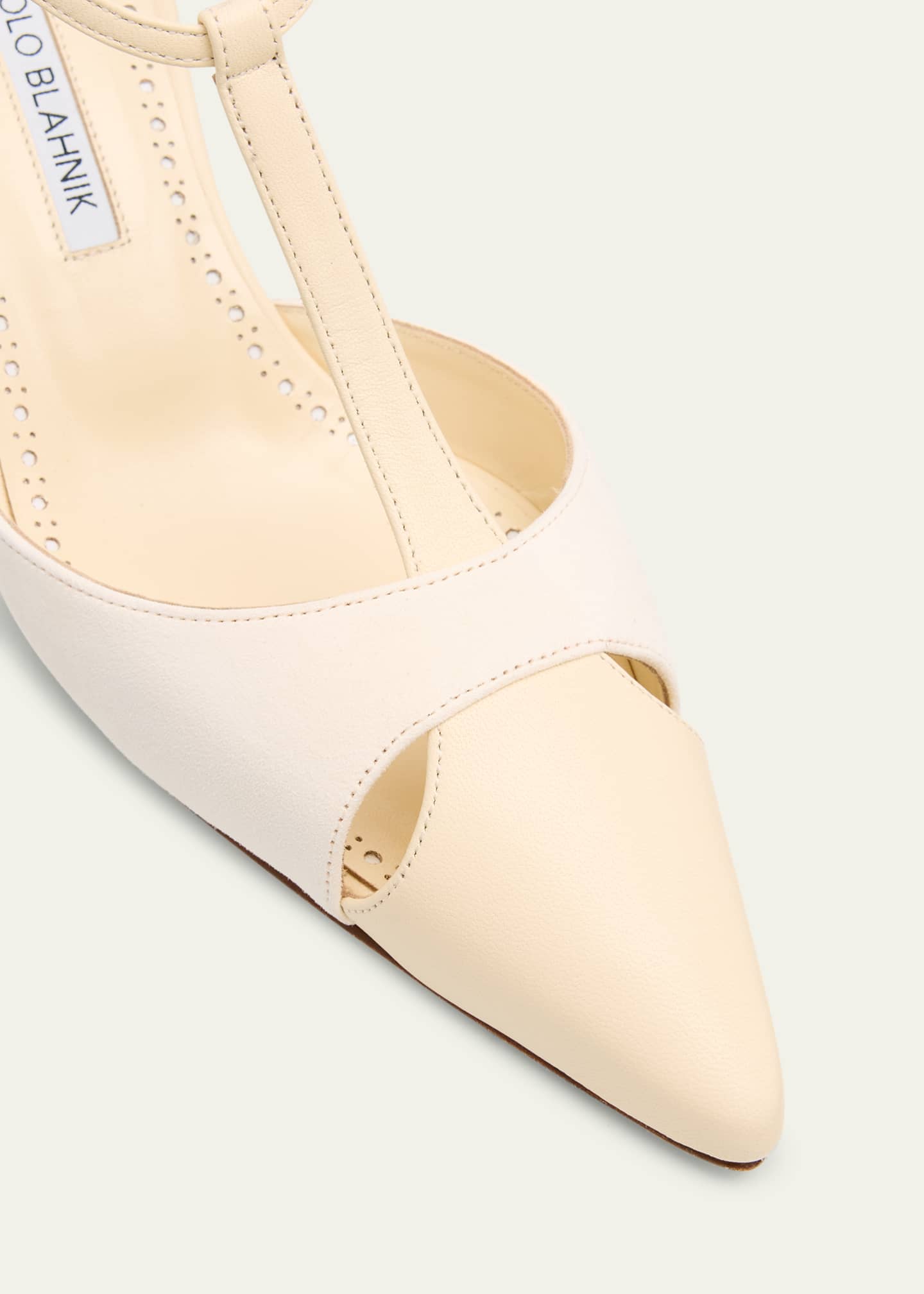 Manolo Blahnik Mixed Leather T-Strap Pumps - Bergdorf Goodman