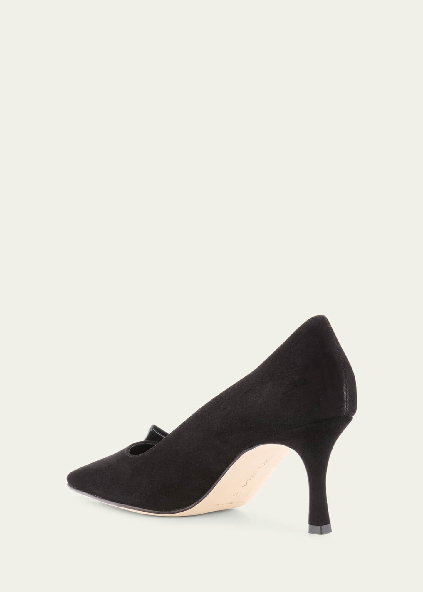 Manolo Blahnik Morcou 70mm Mixed Leather Pumps Image 2 of 4