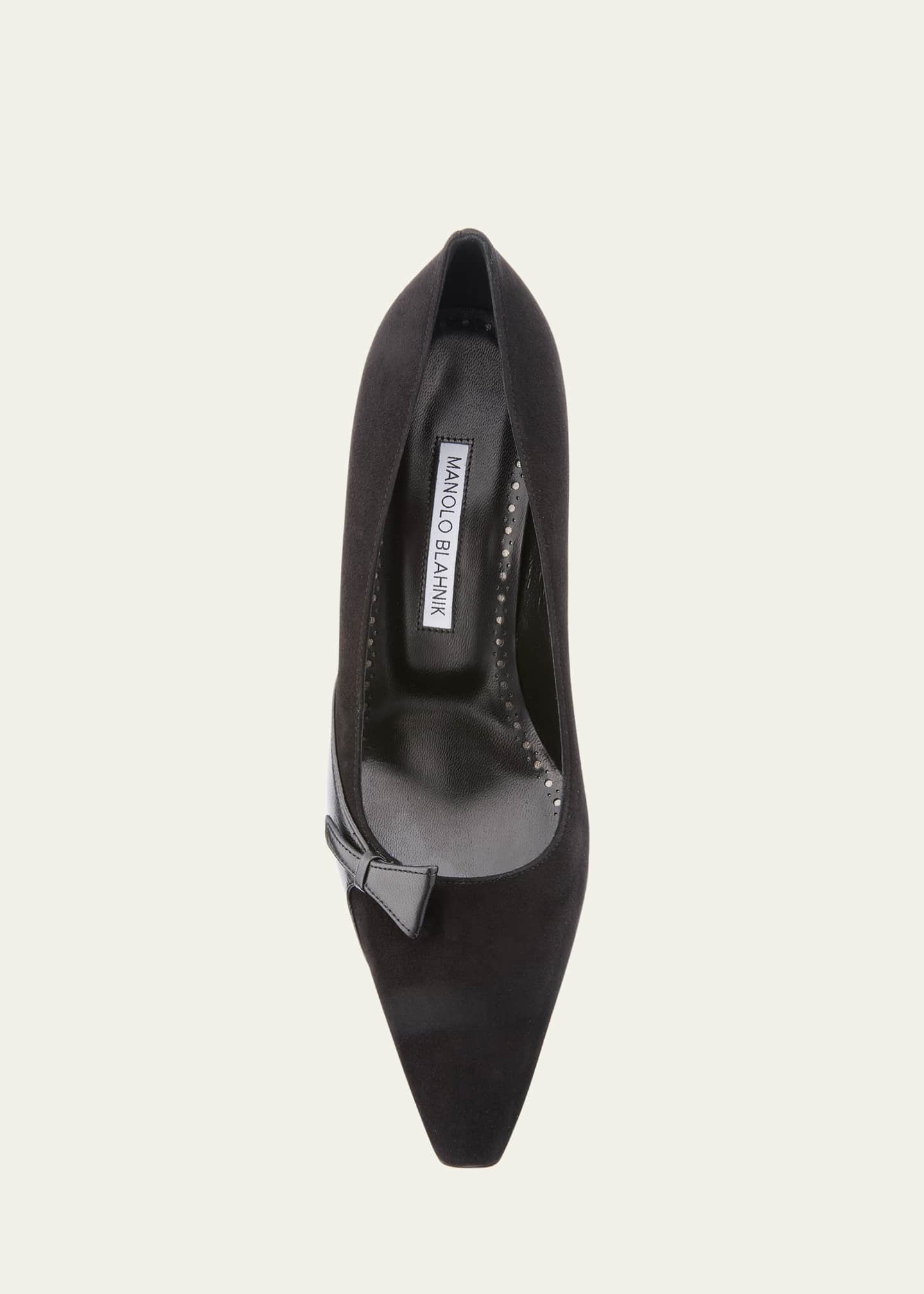 Manolo Blahnik Morcou 70mm Mixed Leather Pumps Image 4 of 4