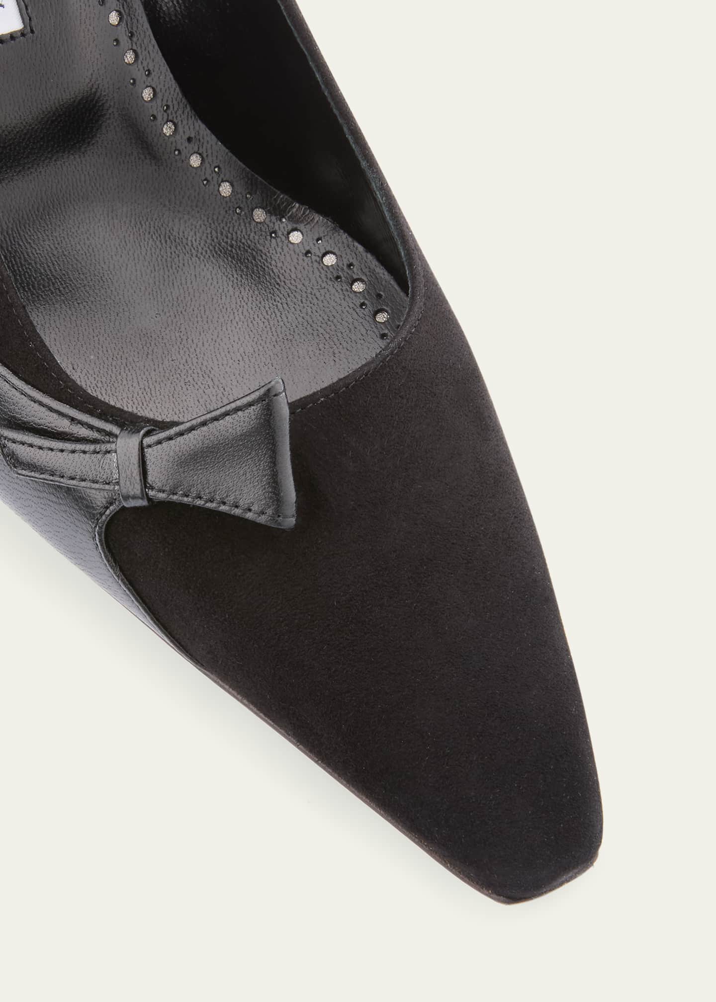 Manolo Blahnik Morcou 70mm Mixed Leather Pumps Image 3 of 4