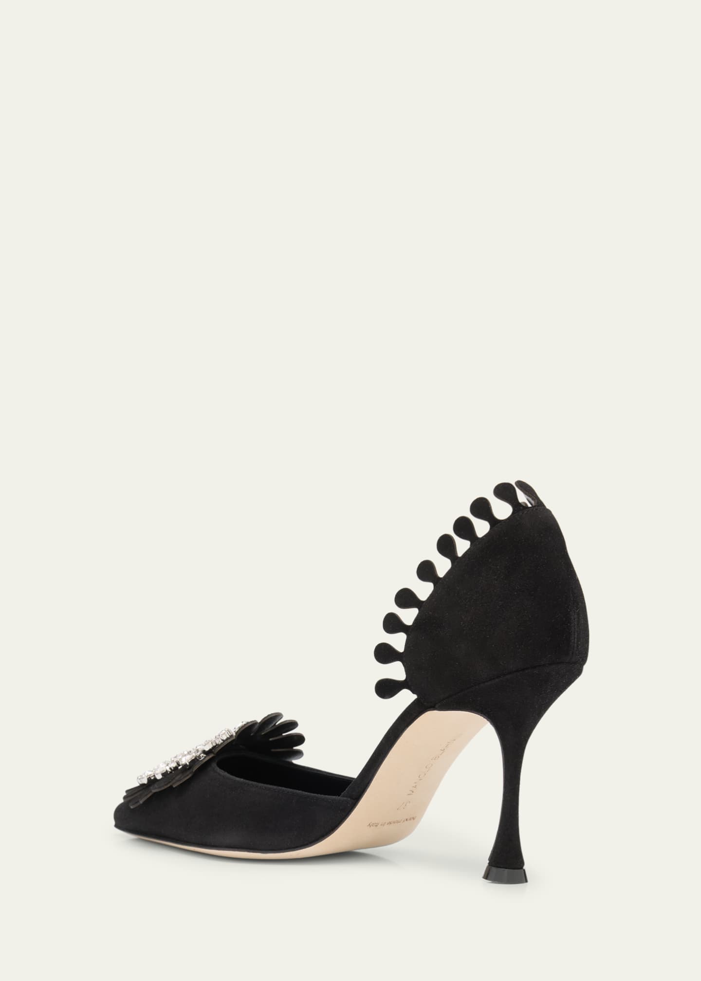 Manolo Blahnik Shog Suede Jewel-Embellished Pumps Image 2 of 4