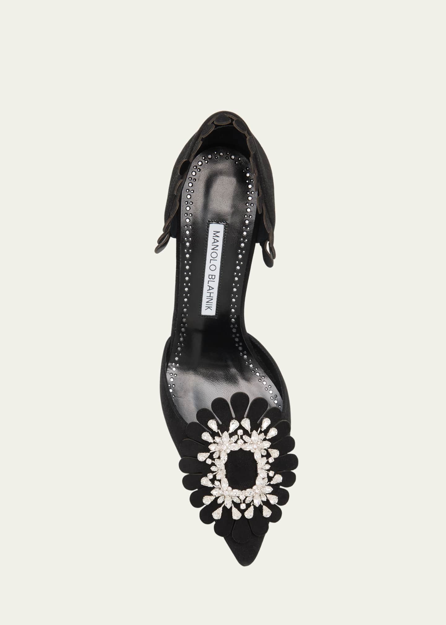 Manolo Blahnik Shog Suede Jewel-Embellished Pumps Image 4 of 4
