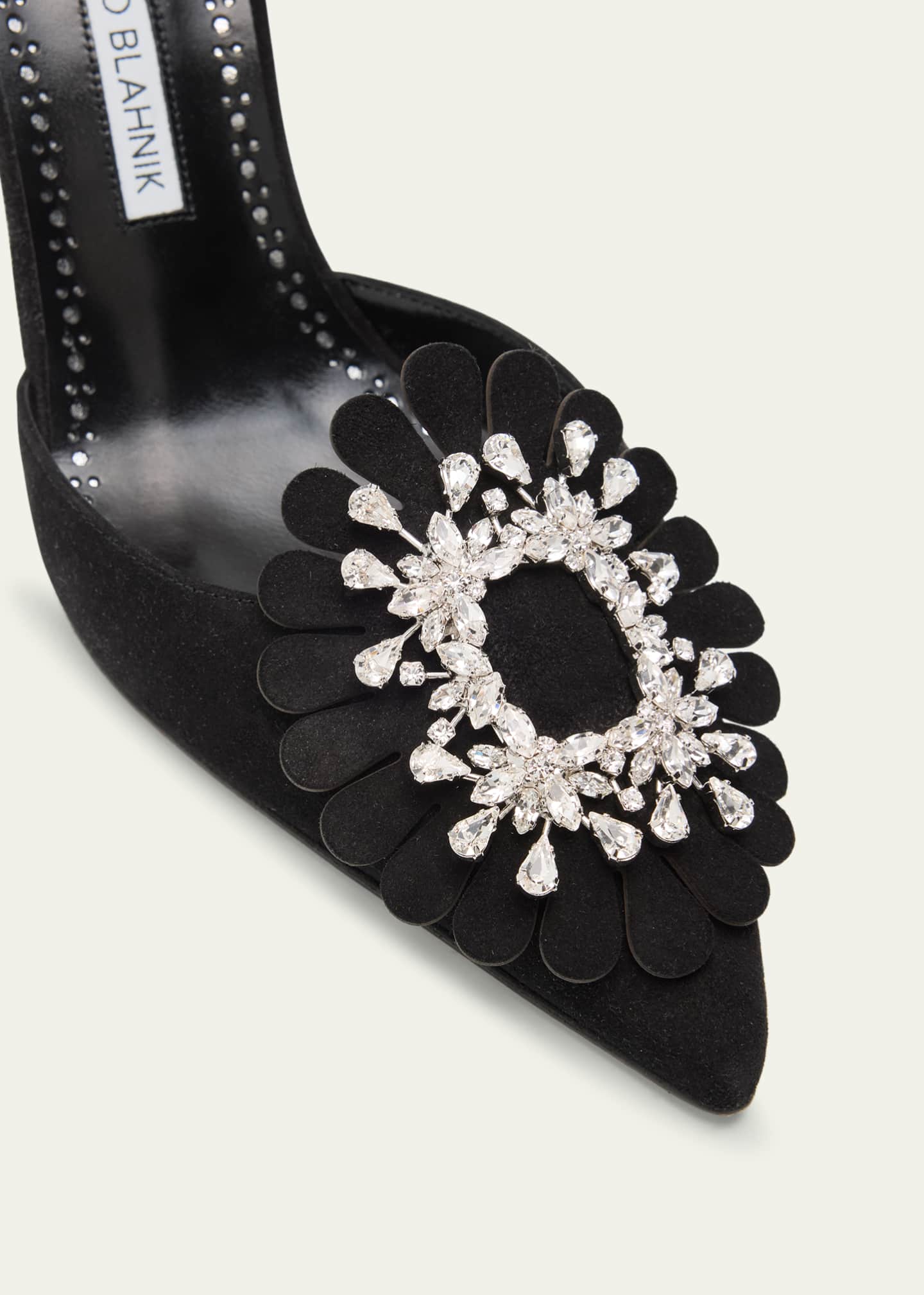 Manolo Blahnik Shog Suede Jewel-Embellished Pumps Image 3 of 4