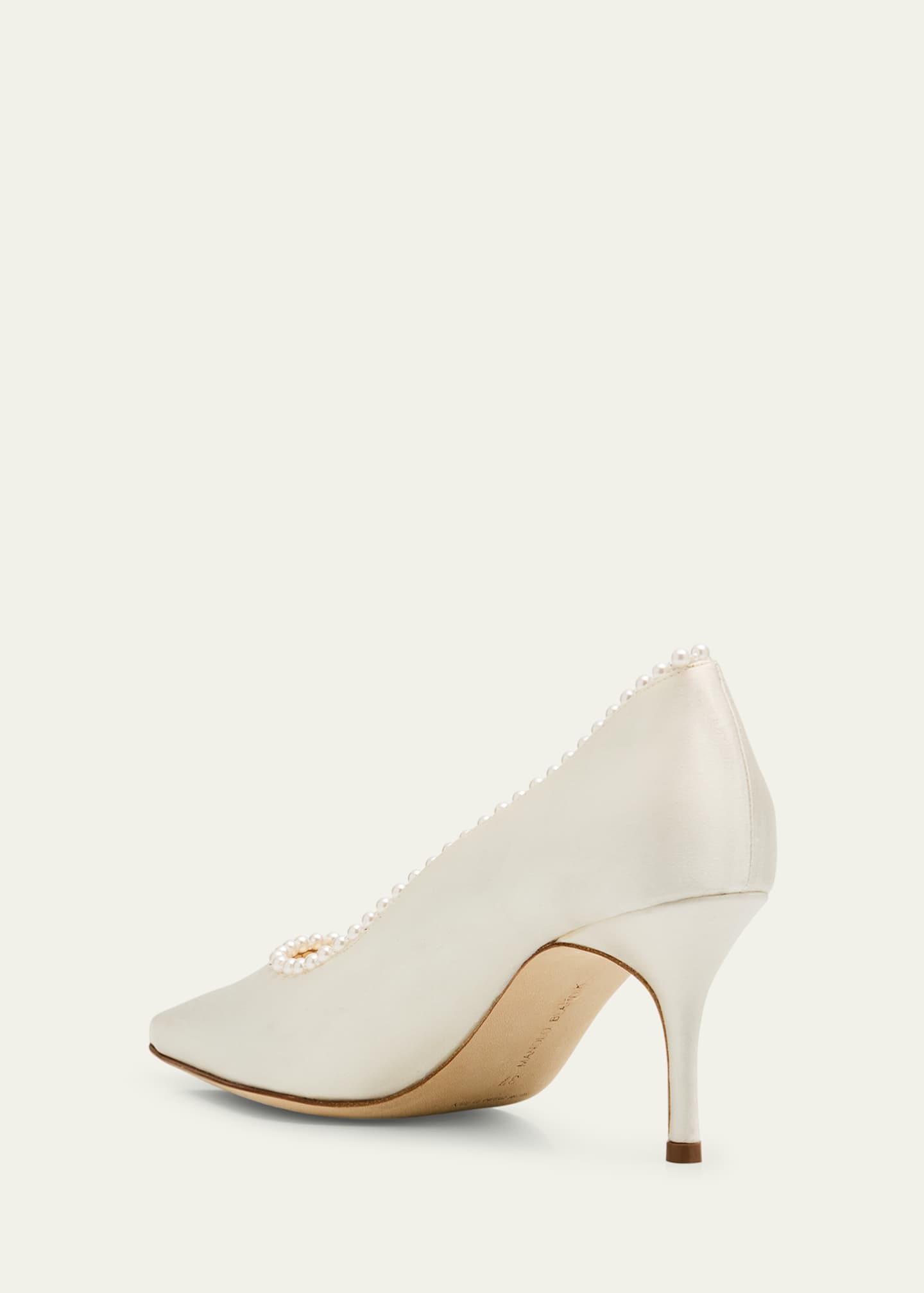Manolo Blahnik Kifat 70mm Silk Pearly Classic Pumps Image 2 of 4