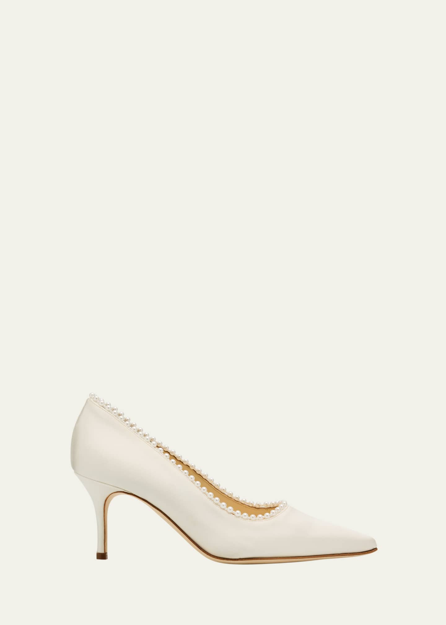 Manolo Blahnik Kifat 70mm Silk Pearly Classic Pumps Image 1 of 4