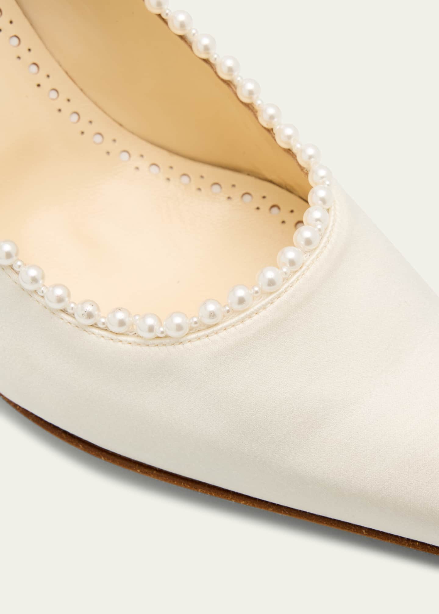 Manolo Blahnik Kifat 70mm Silk Pearly Classic Pumps Image 3 of 4