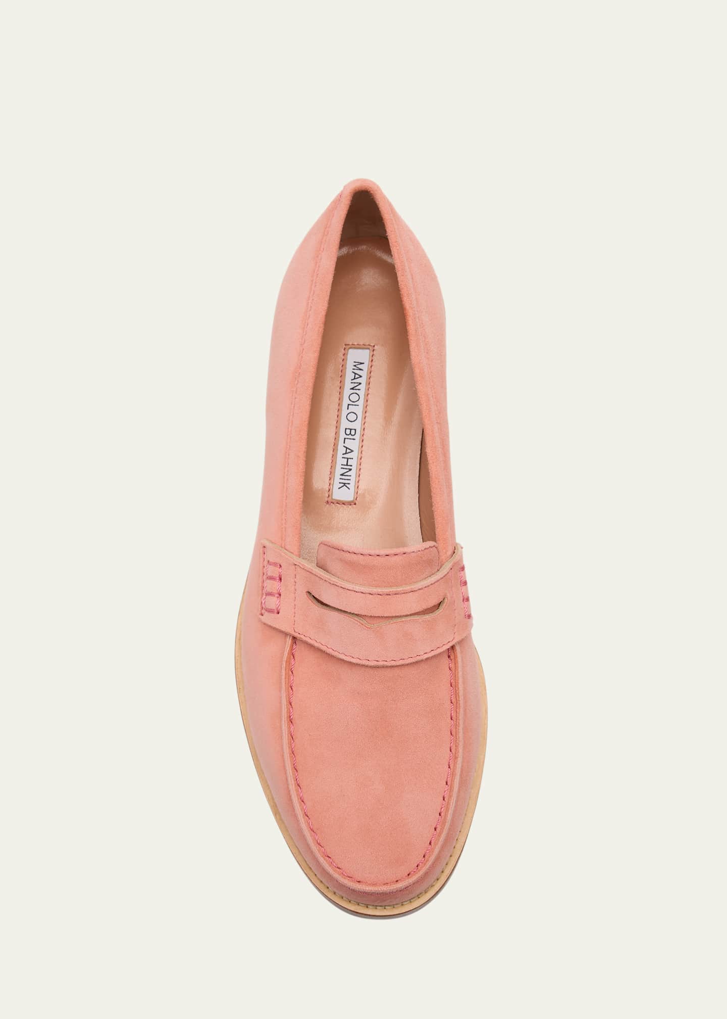 Manolo Blahnik Perrita Classic Suede Penny Loafers Image 4 of 4
