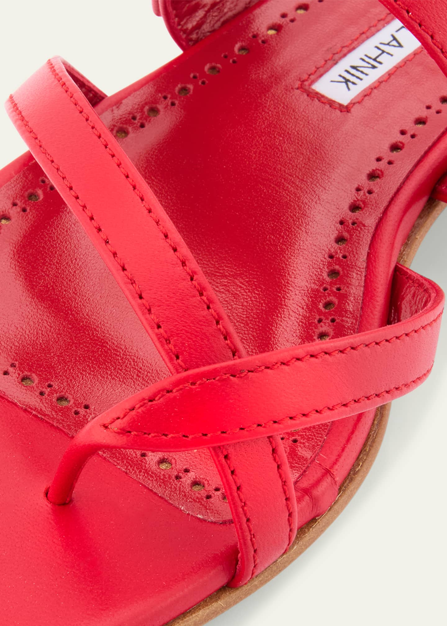 Manolo Blahnik Leather Buckle Crisscross Slide Sandals Image 3 of 4