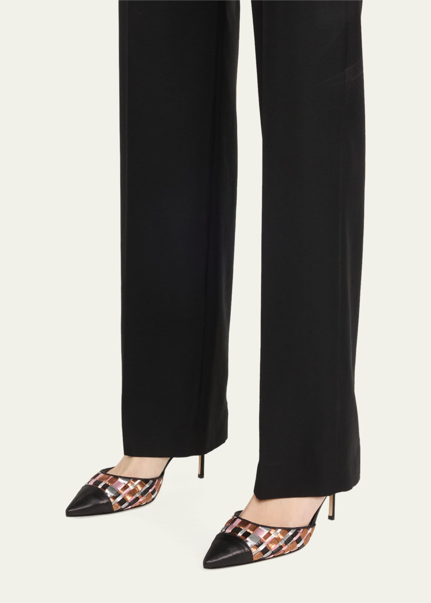 Manolo Blahnik Multi Woven Cap-Toe Slingback Pumps Image 2 of 5