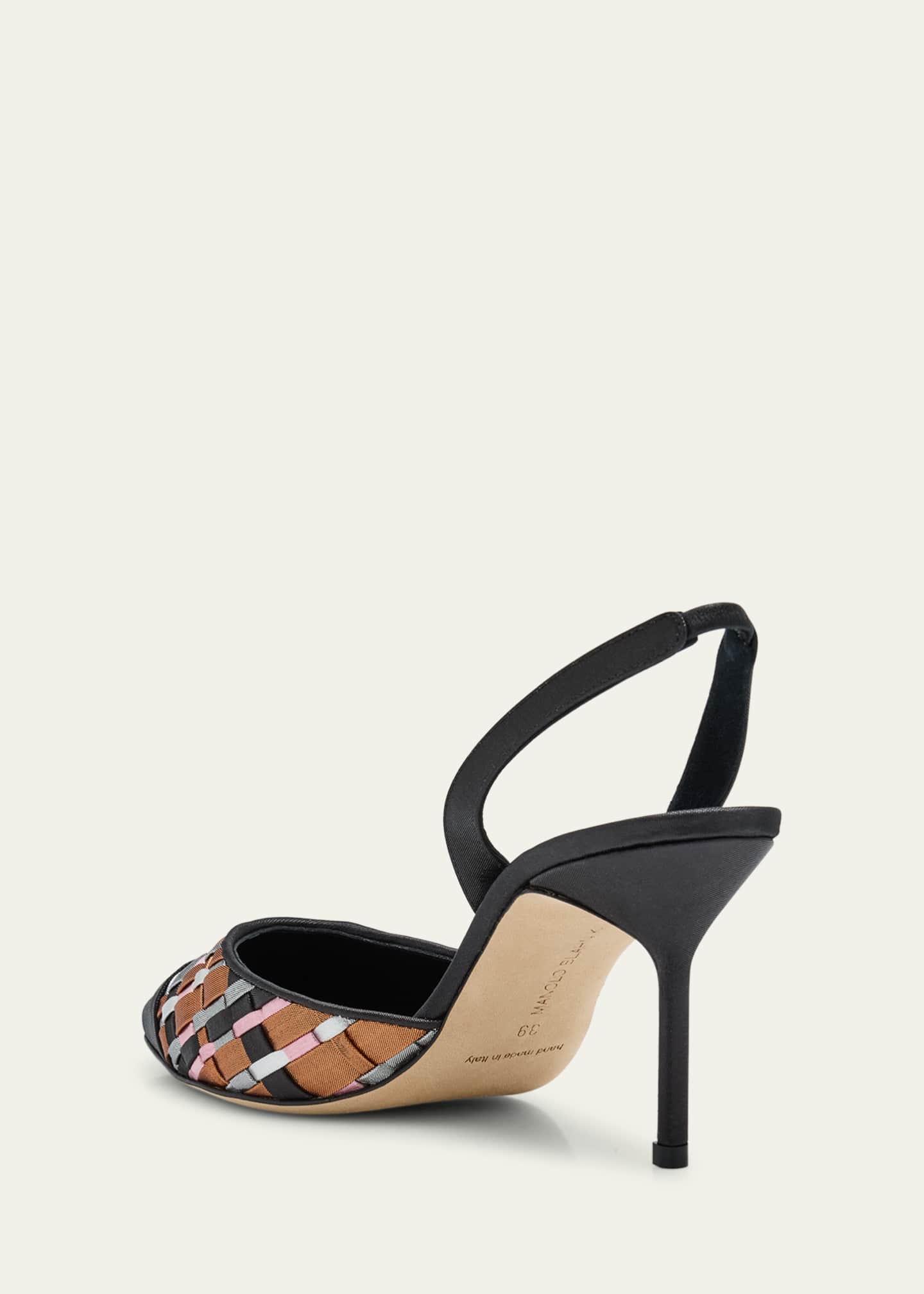 Manolo Blahnik Multi Woven Cap-Toe Slingback Pumps Image 3 of 5