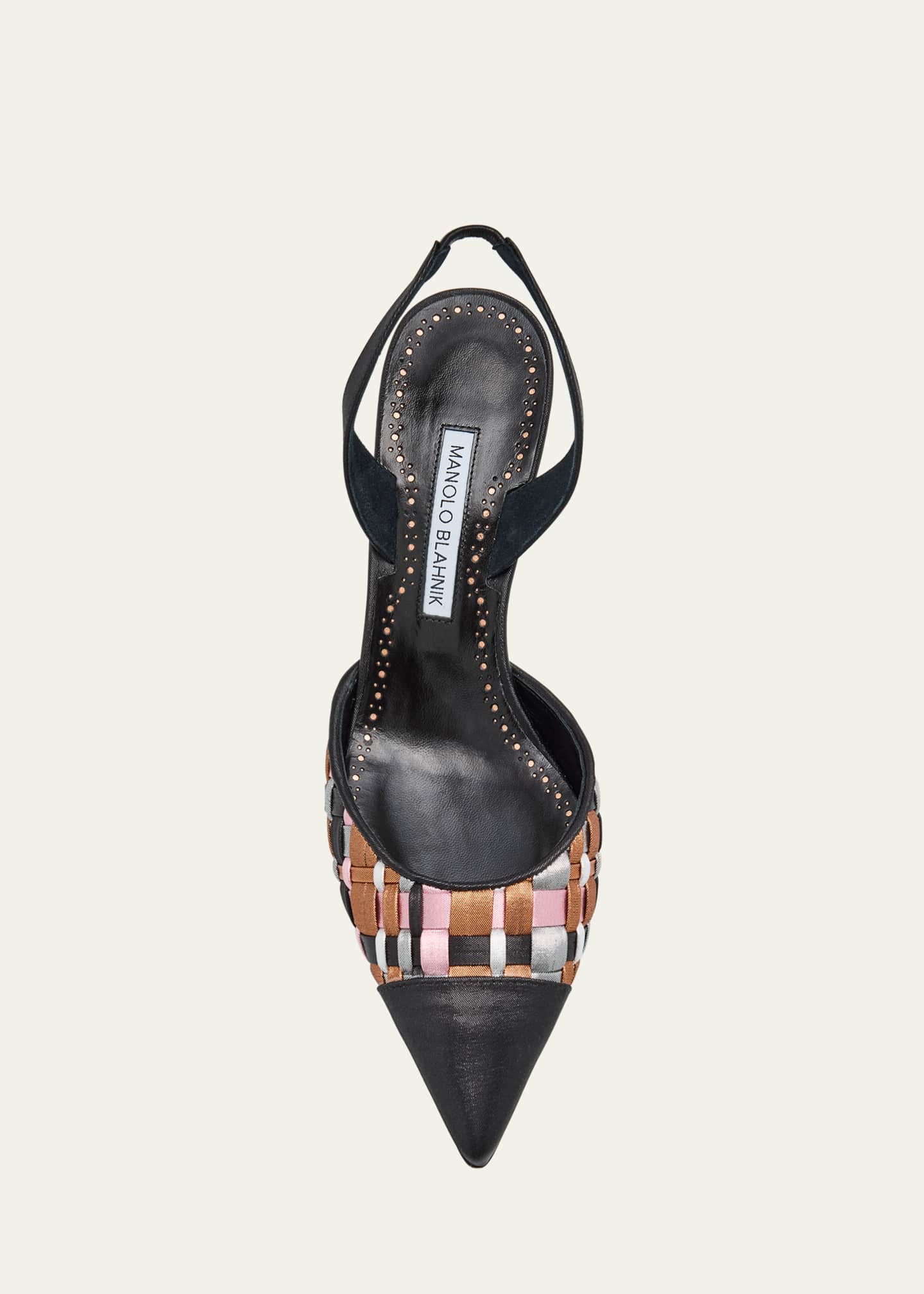 Manolo Blahnik Multi Woven Cap-Toe Slingback Pumps Image 5 of 5
