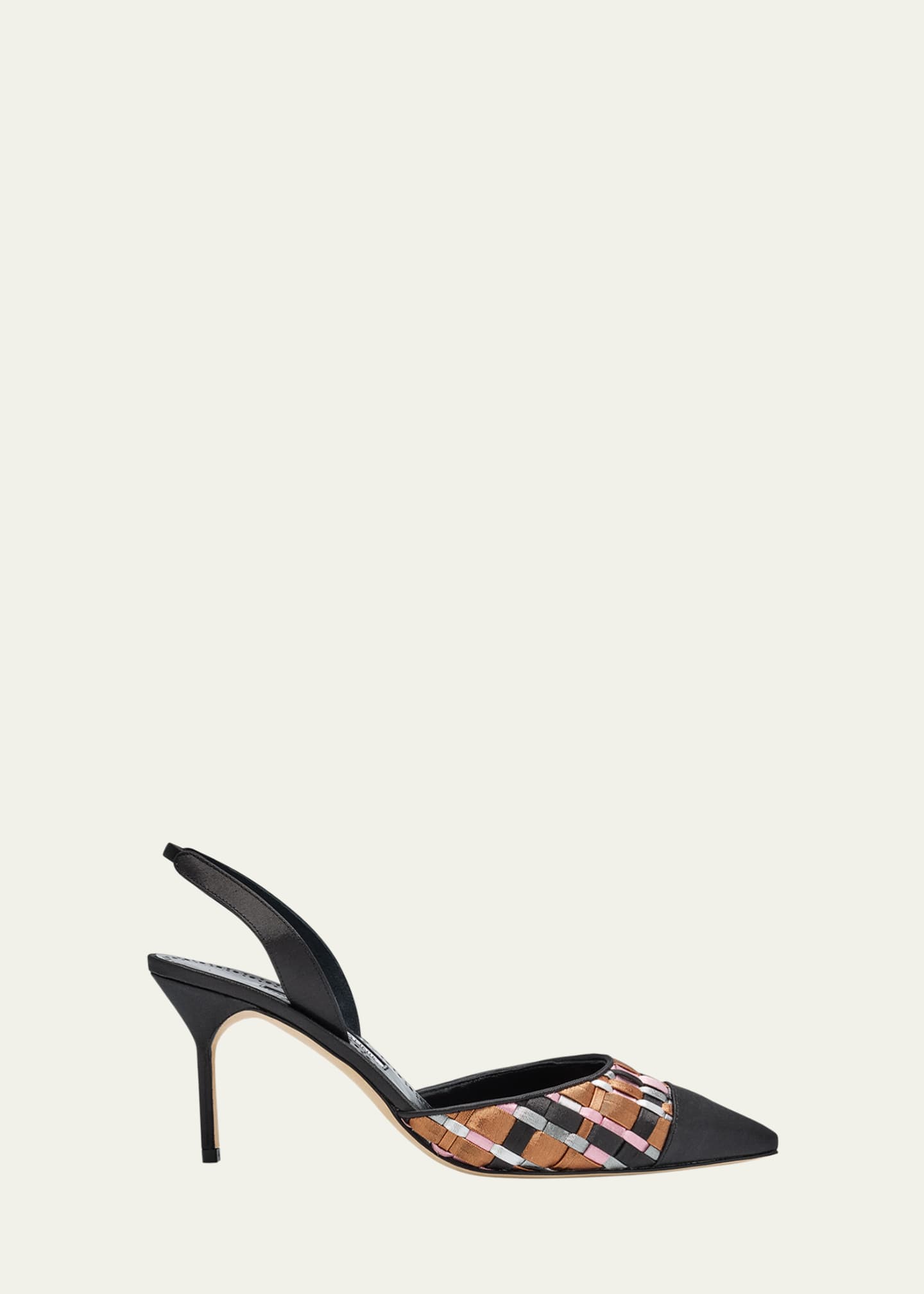 Manolo Blahnik Multi Woven Cap-Toe Slingback Pumps Image 1 of 5