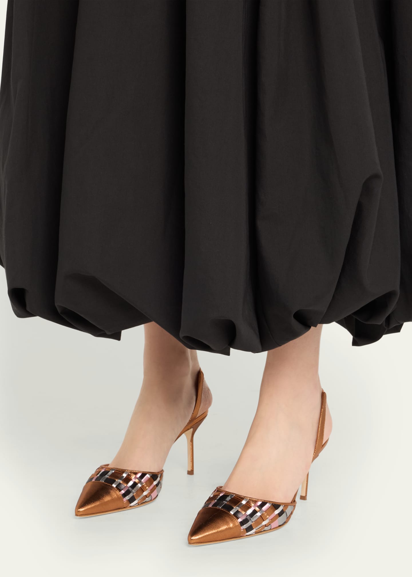 Manolo Blahnik Multi Woven Cap-Toe Slingback Pumps Image 2 of 6