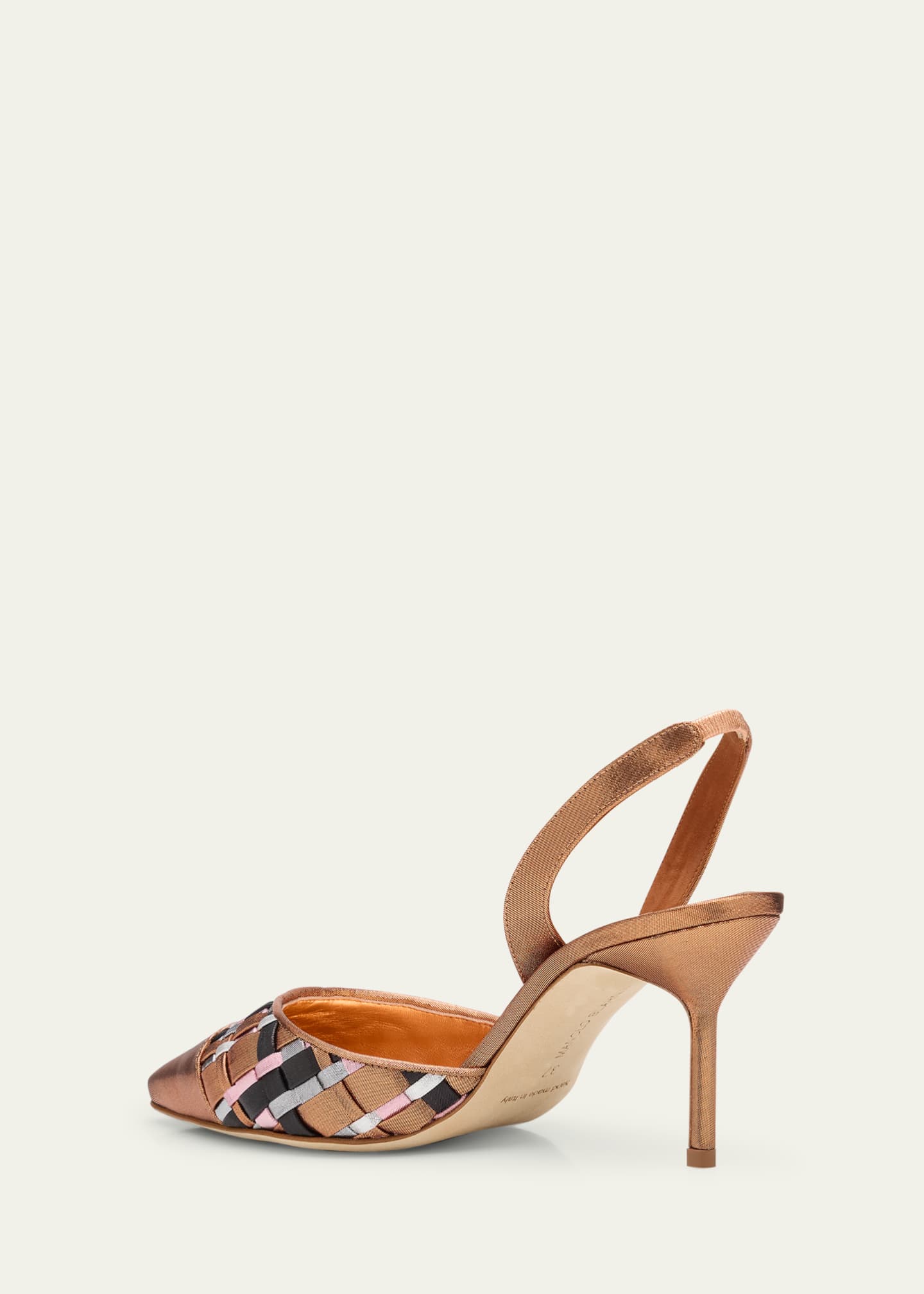 Manolo Blahnik Multi Woven Cap-Toe Slingback Pumps Image 4 of 6