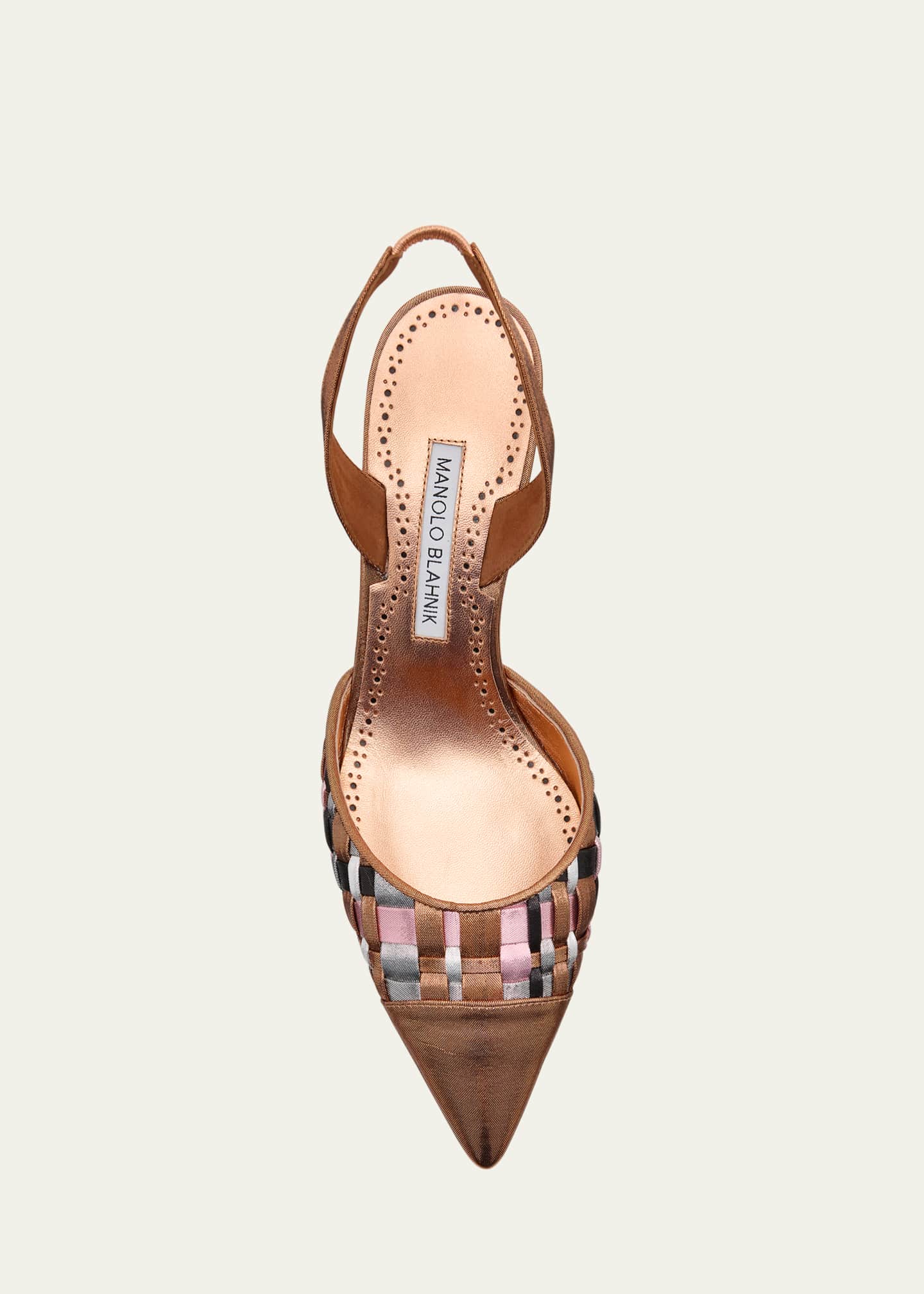 Manolo Blahnik Multi Woven Cap-Toe Slingback Pumps Image 6 of 6