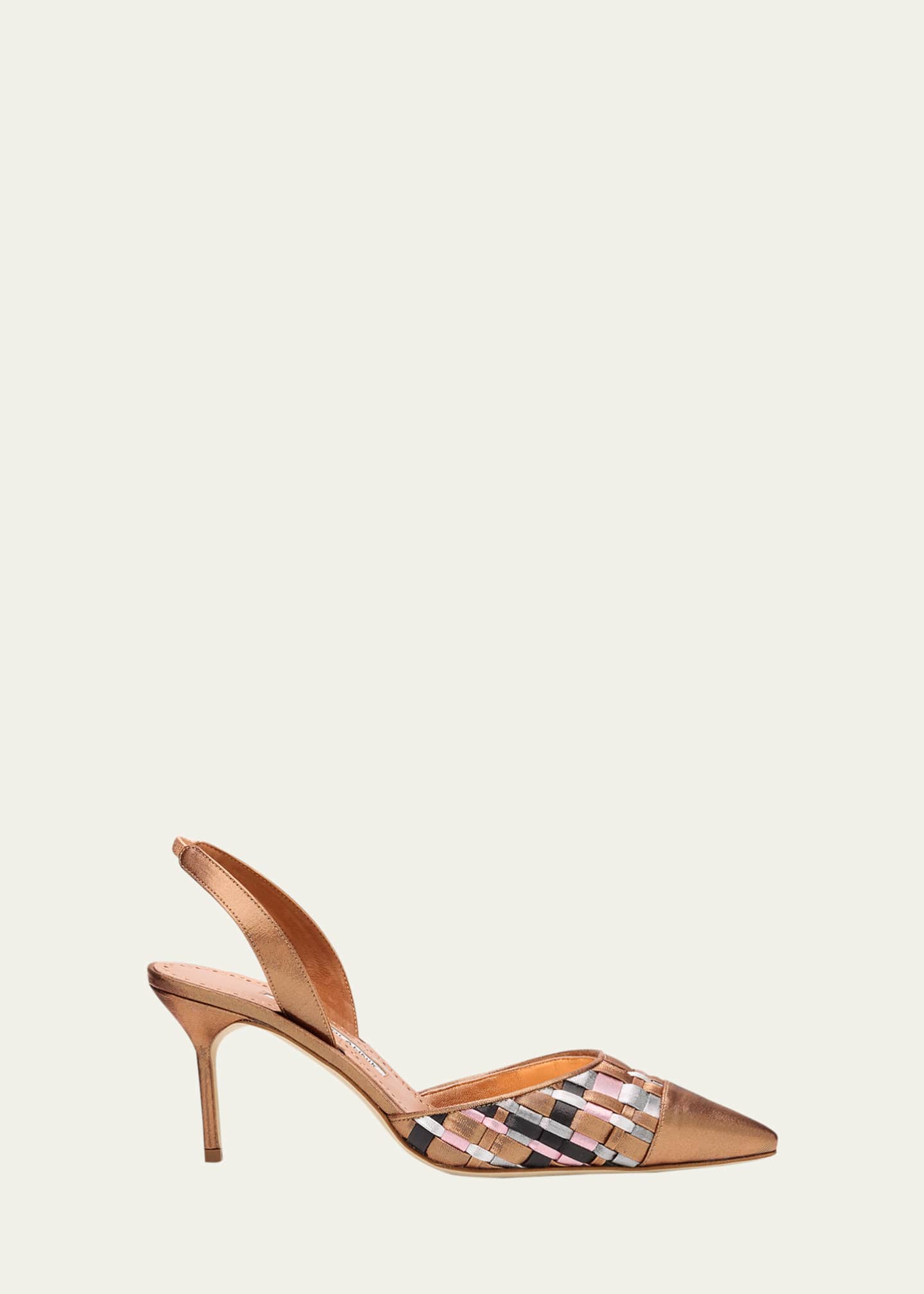 Manolo Blahnik Multi Woven Cap-Toe Slingback Pumps Image 1 of 6