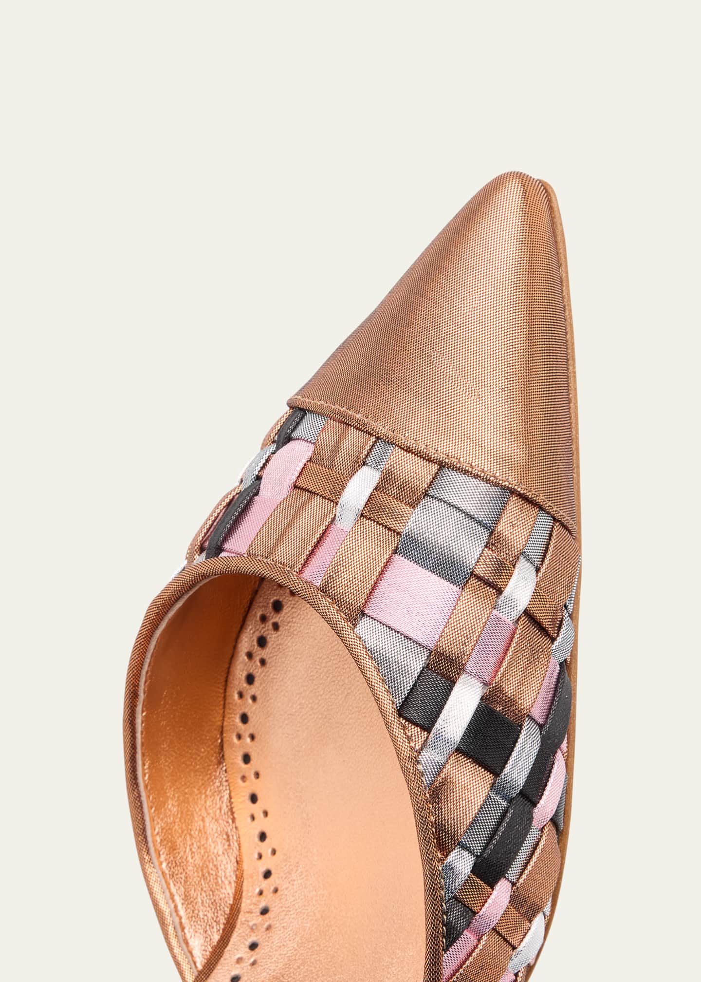 Manolo Blahnik Multi Woven Cap-Toe Slingback Pumps Image 5 of 6