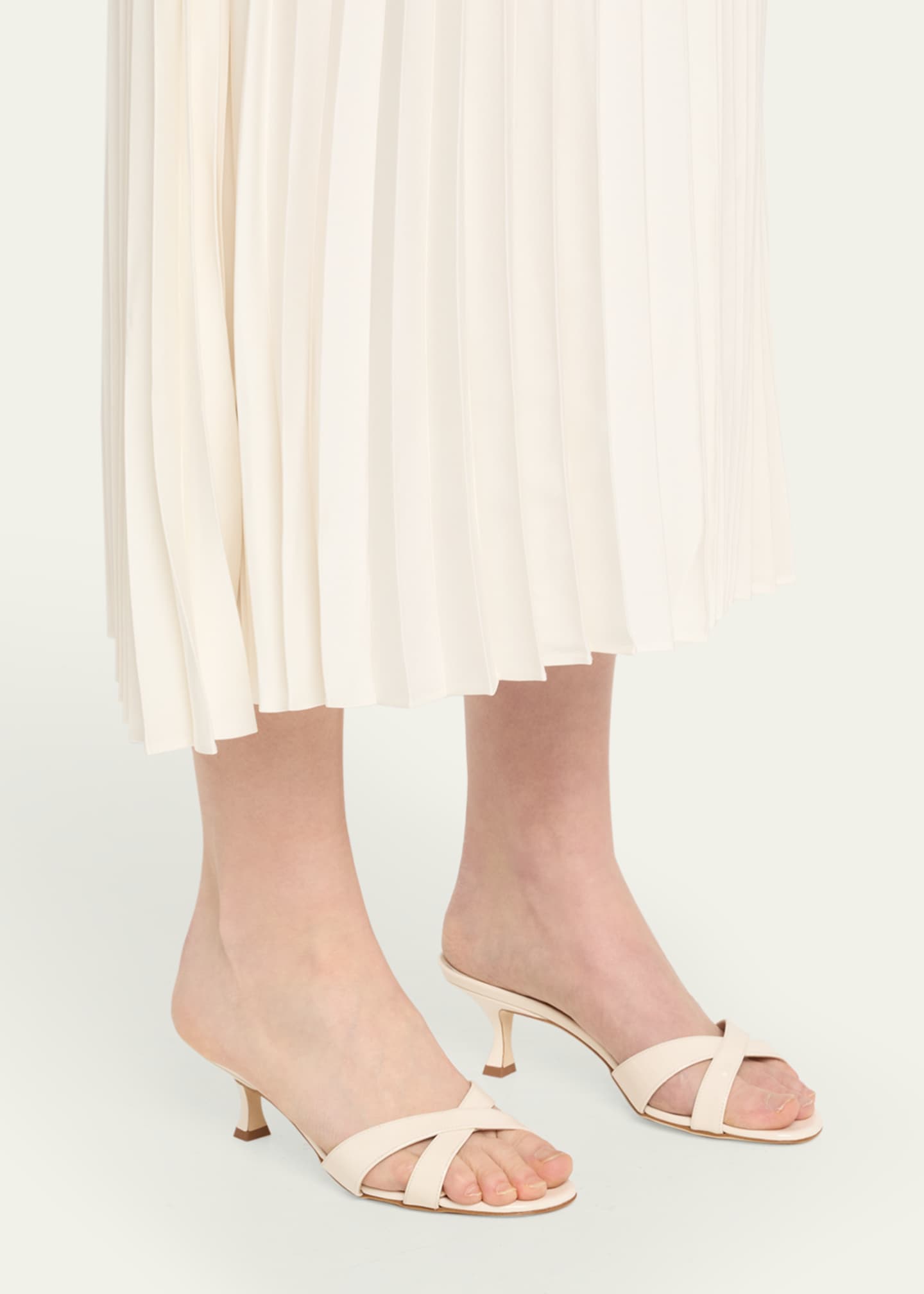 Manolo Blahnik Patent Leather Crisscross Slide Sandals Image 2 of 6