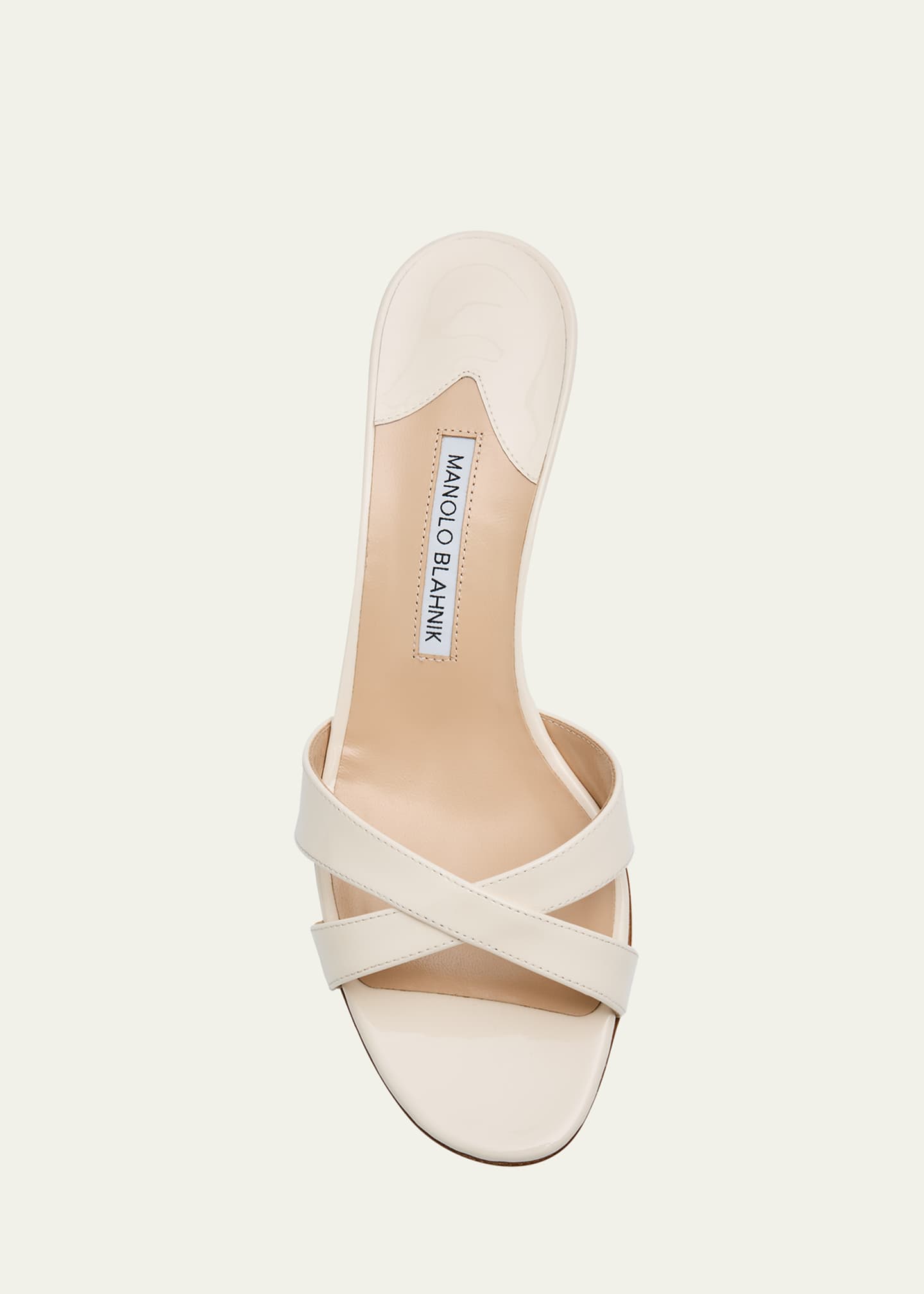Manolo Blahnik Patent Leather Crisscross Slide Sandals Image 6 of 6
