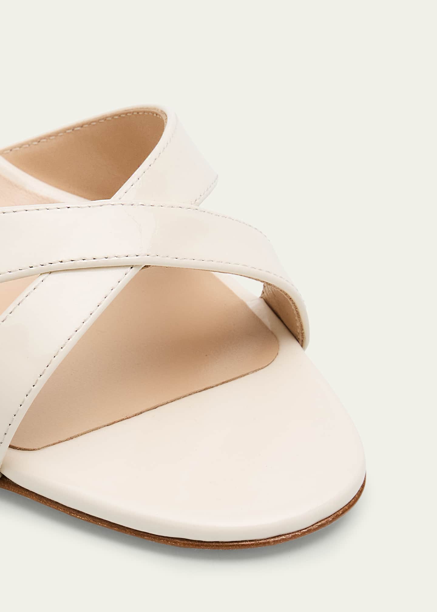Manolo Blahnik Patent Leather Crisscross Slide Sandals Image 5 of 6