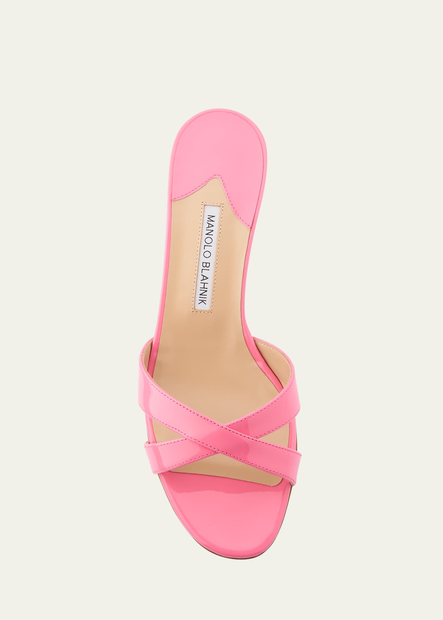 Manolo Blahnik Patent Leather Crisscross Slide Sandals Image 6 of 6