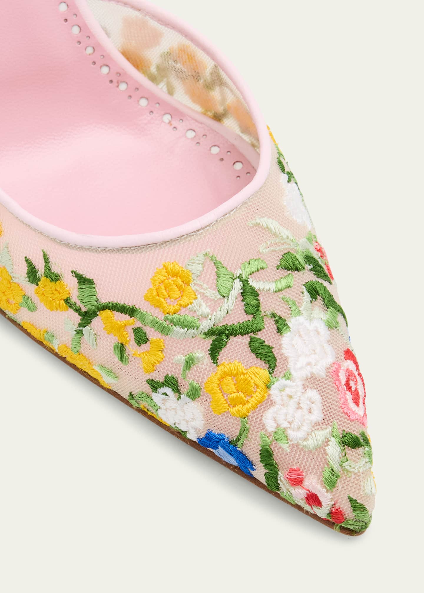 Manolo Blahnik Floral Embroidered Mesh Slingback Pumps Image 5 of 6