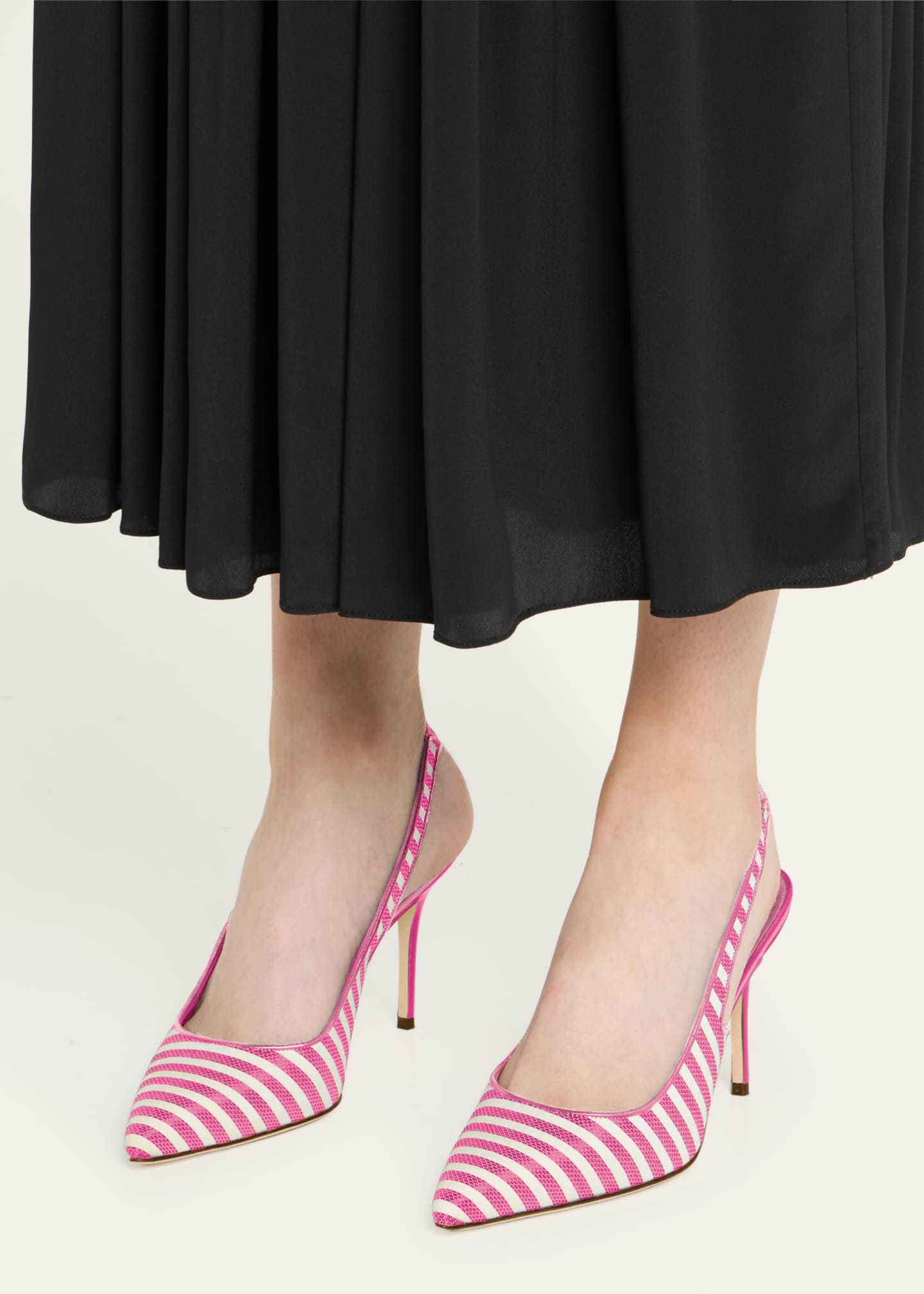 Manolo Blahnik Bicolor Cotton Slingback Pumps Image 2 of 6