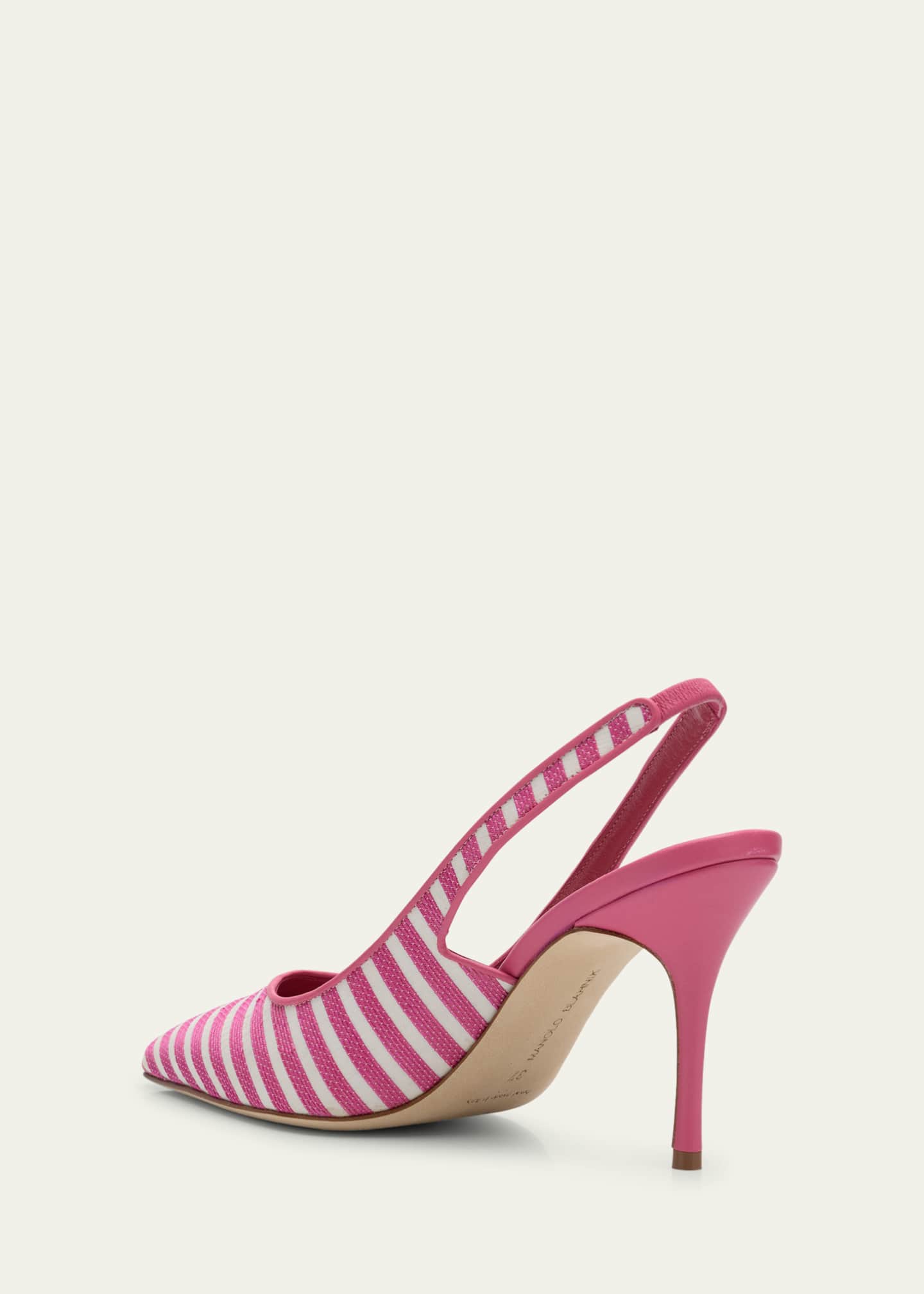 Manolo Blahnik Bicolor Cotton Slingback Pumps Image 4 of 6