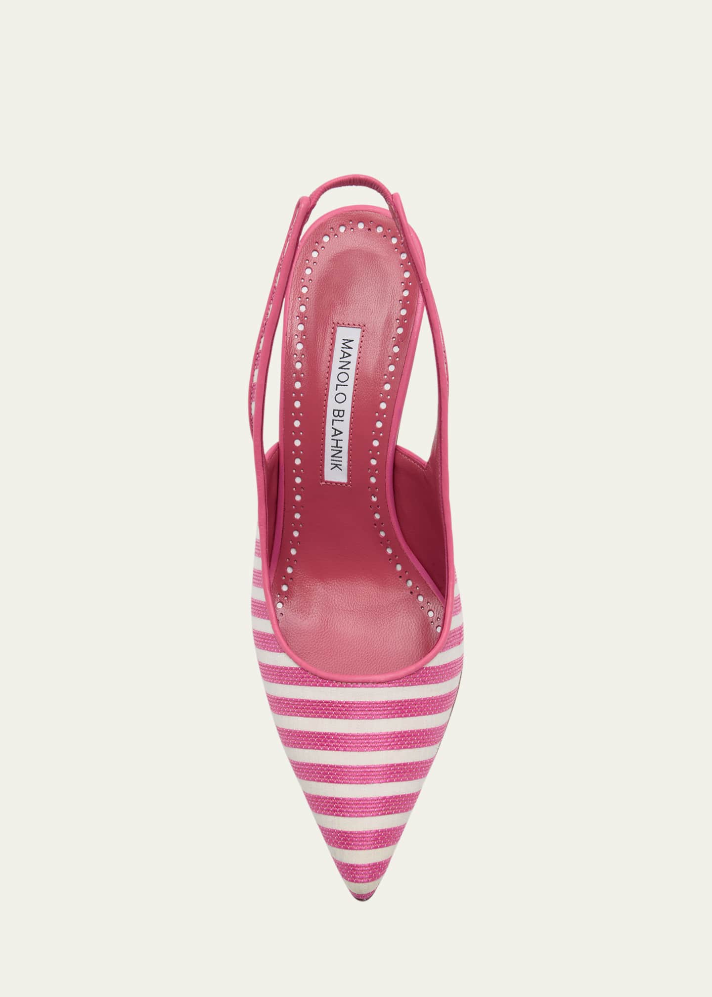 Manolo Blahnik Bicolor Cotton Slingback Pumps Image 6 of 6