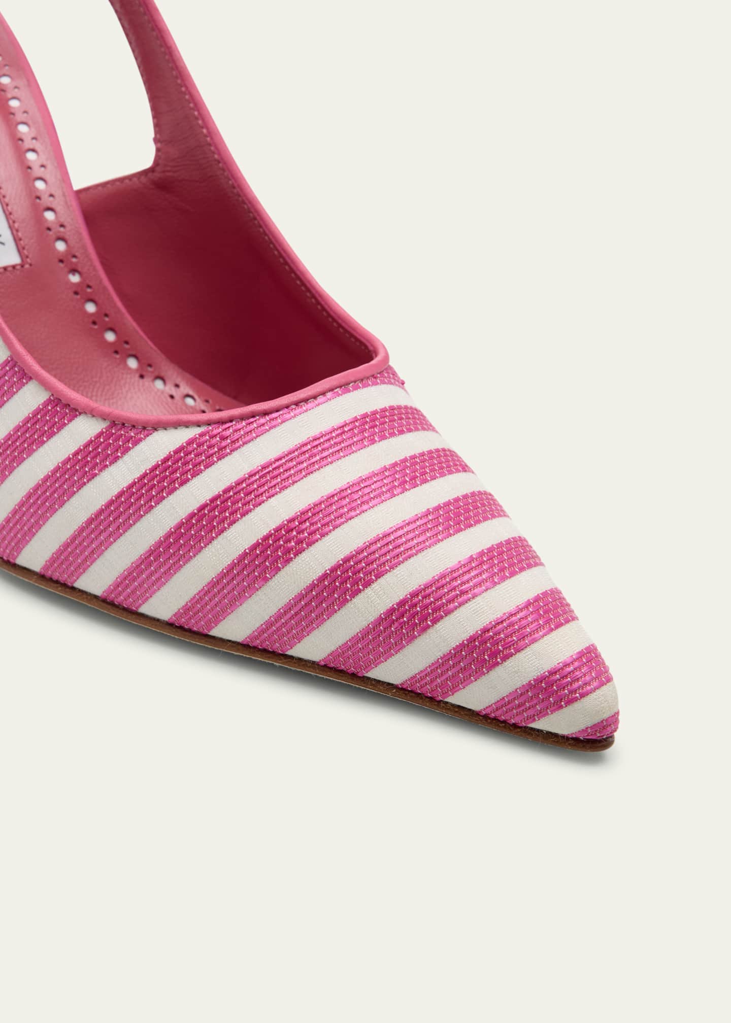 Manolo Blahnik Bicolor Cotton Slingback Pumps Image 5 of 6