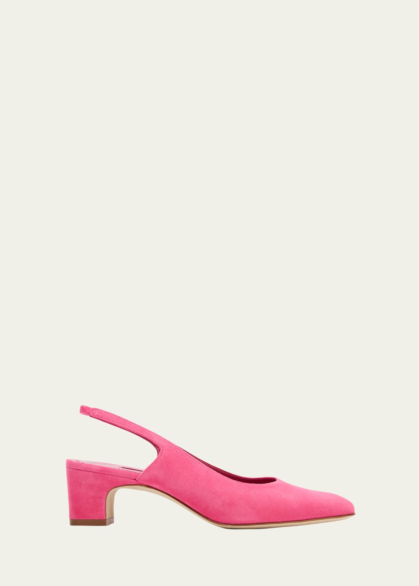Manolo Blahnik Suede Block-Heel Slingback Pumps Image 1 of 4