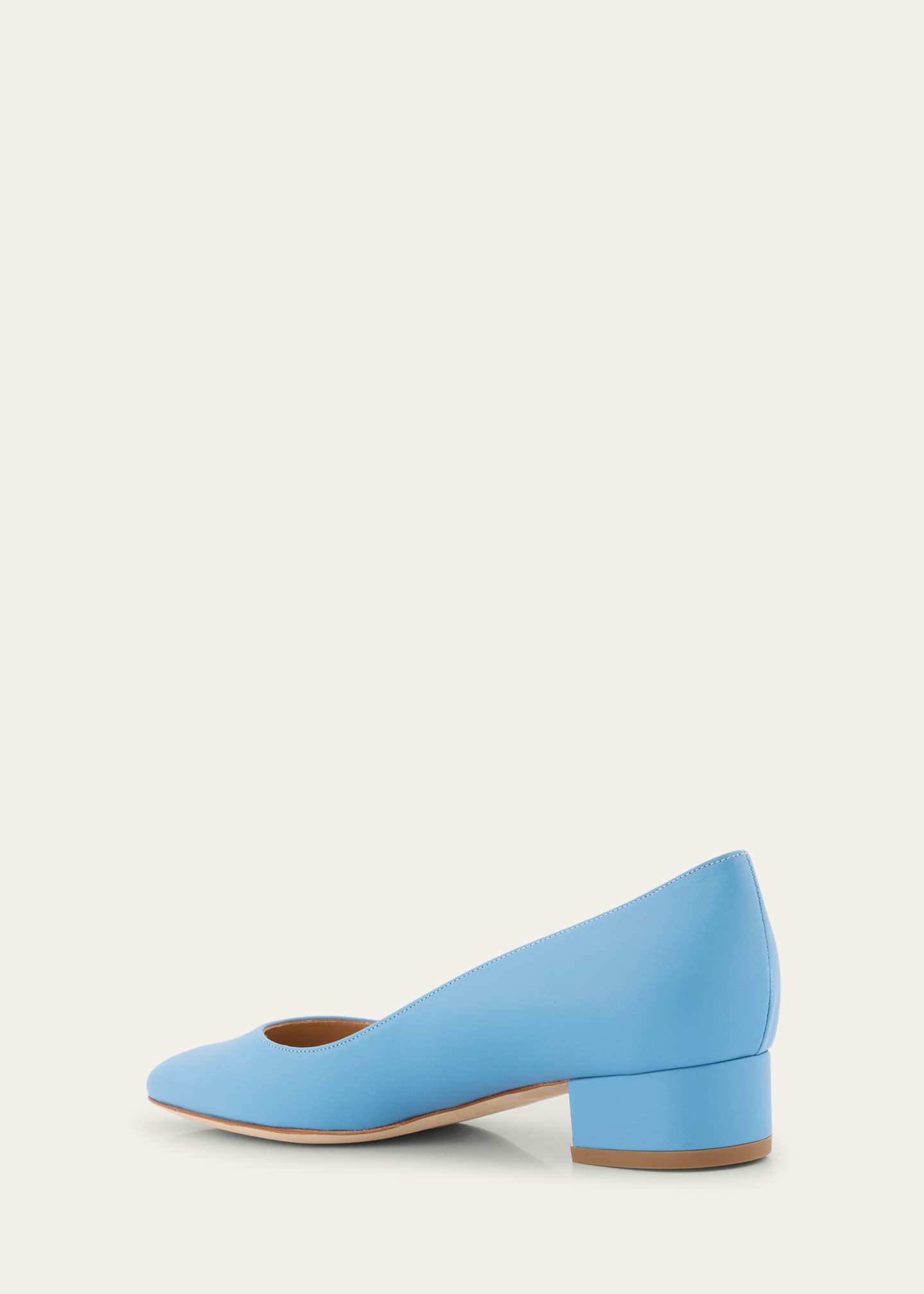 Manolo Blahnik Lista Leather Block-Heel Pumps Image 2 of 4