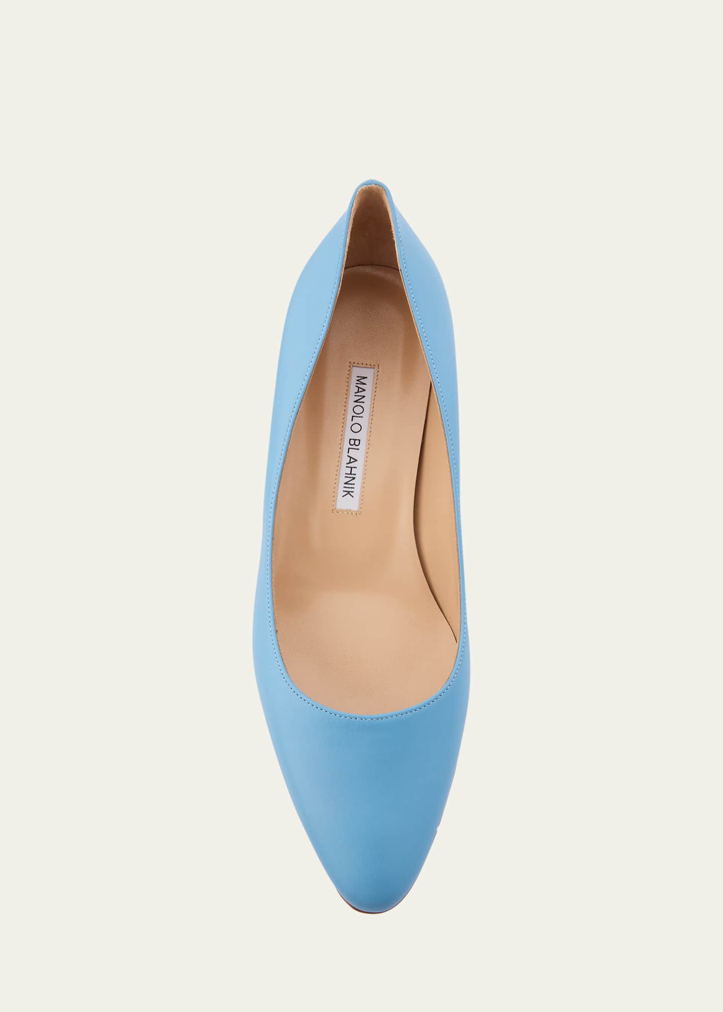 Manolo Blahnik Lista Leather Block-Heel Pumps Image 4 of 4