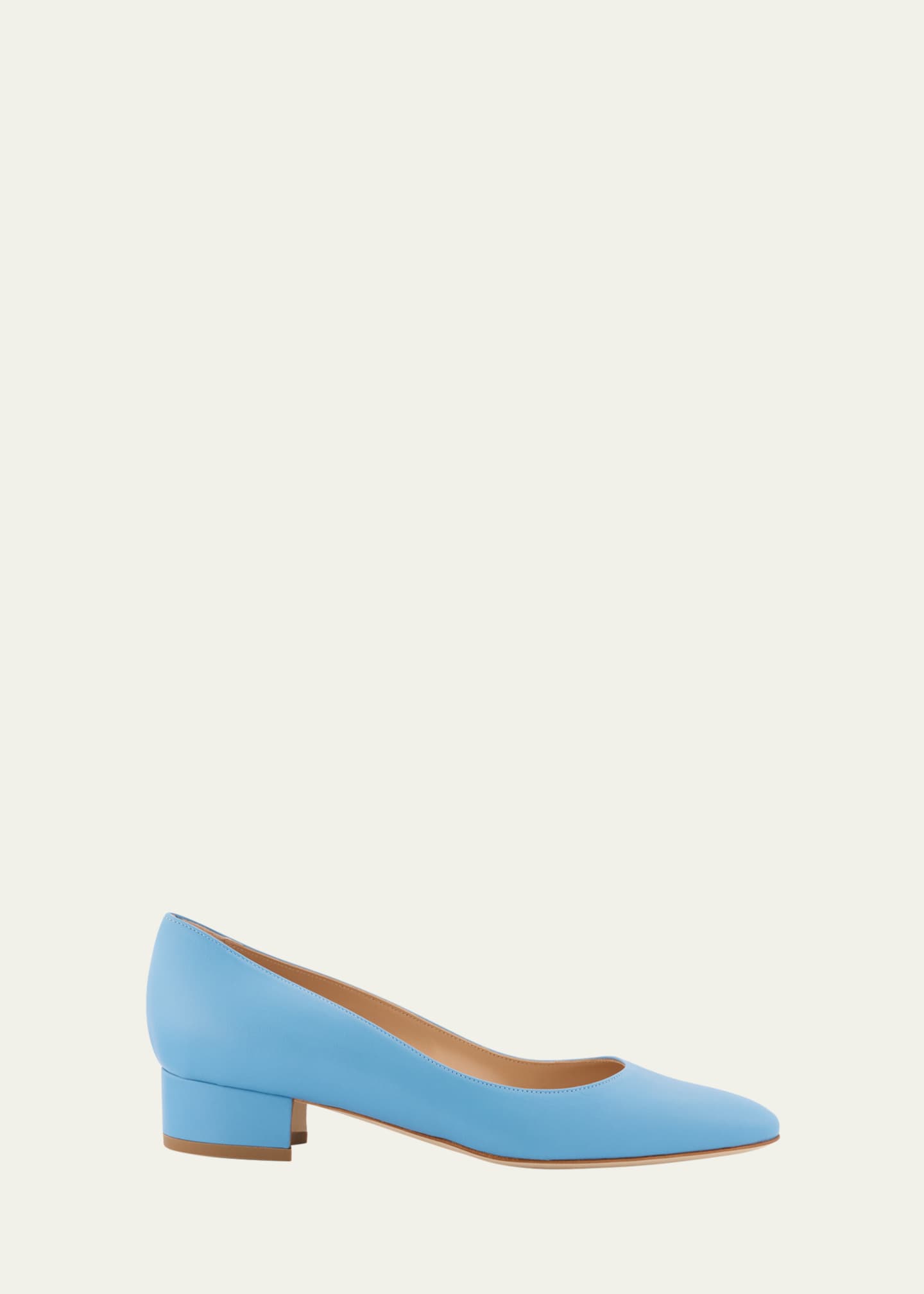Manolo Blahnik Lista Leather Block-Heel Pumps Image 1 of 4